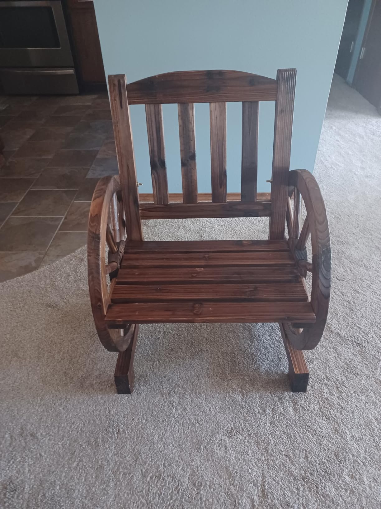 VINGLI Rustic Wooden Wheel Bench Outdoor Bench, Patio Bench Wagon Slatted Seat, Garden Benches for Outdoors 350lbs High Capacity, Weather Resistance (Rustic, 41in) customer photo 1