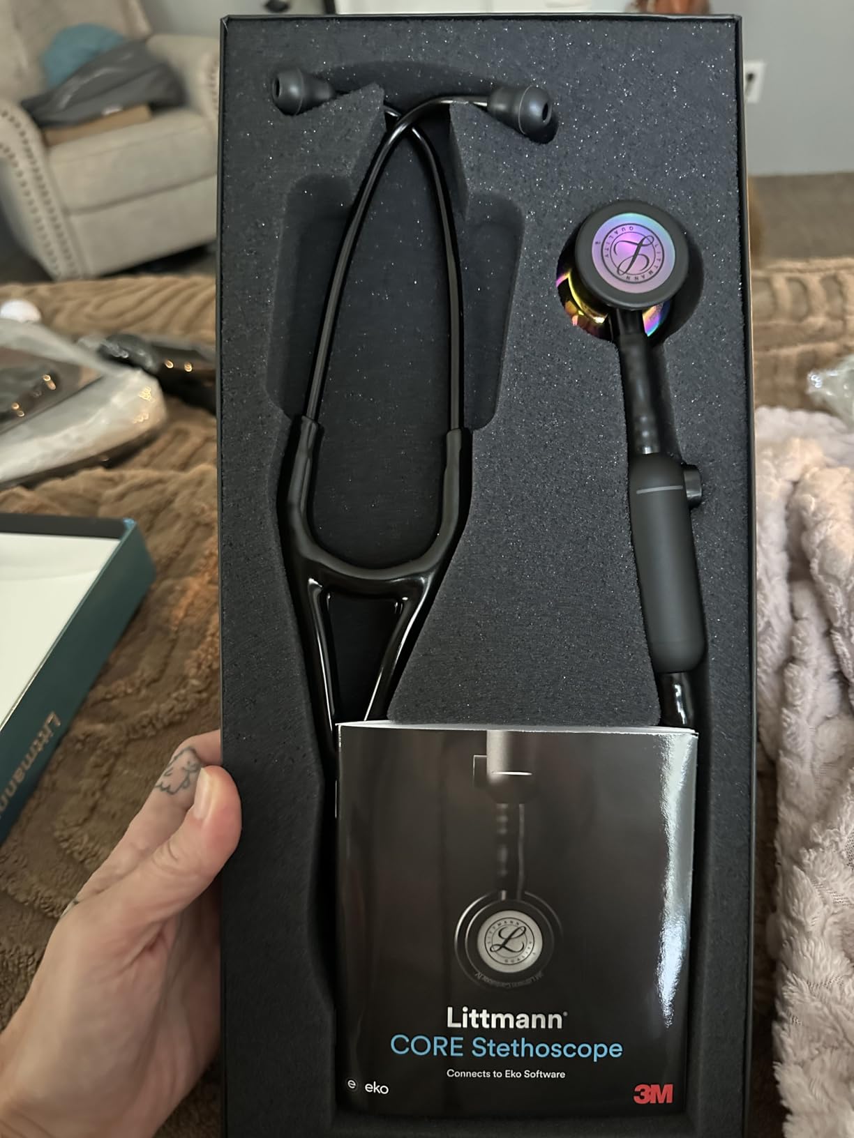 3M Littmann CORE Digital Stethoscope, Our Most Advanced Stethoscope Yet, Up To 40x Amplification, Active Noise Cancellation, In-App Sound Wave Visualization, Black-Finish Chestpiece, 8480 customer photo 2
