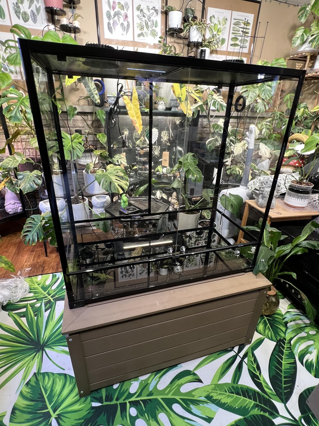 REPTI ZOO 50 Gallon Reptile Glass Tank Terrarium 2 in 1 Side Meshes and Side Glasses Double Hinge Door with Screen Ventilation Tempered Glass 36