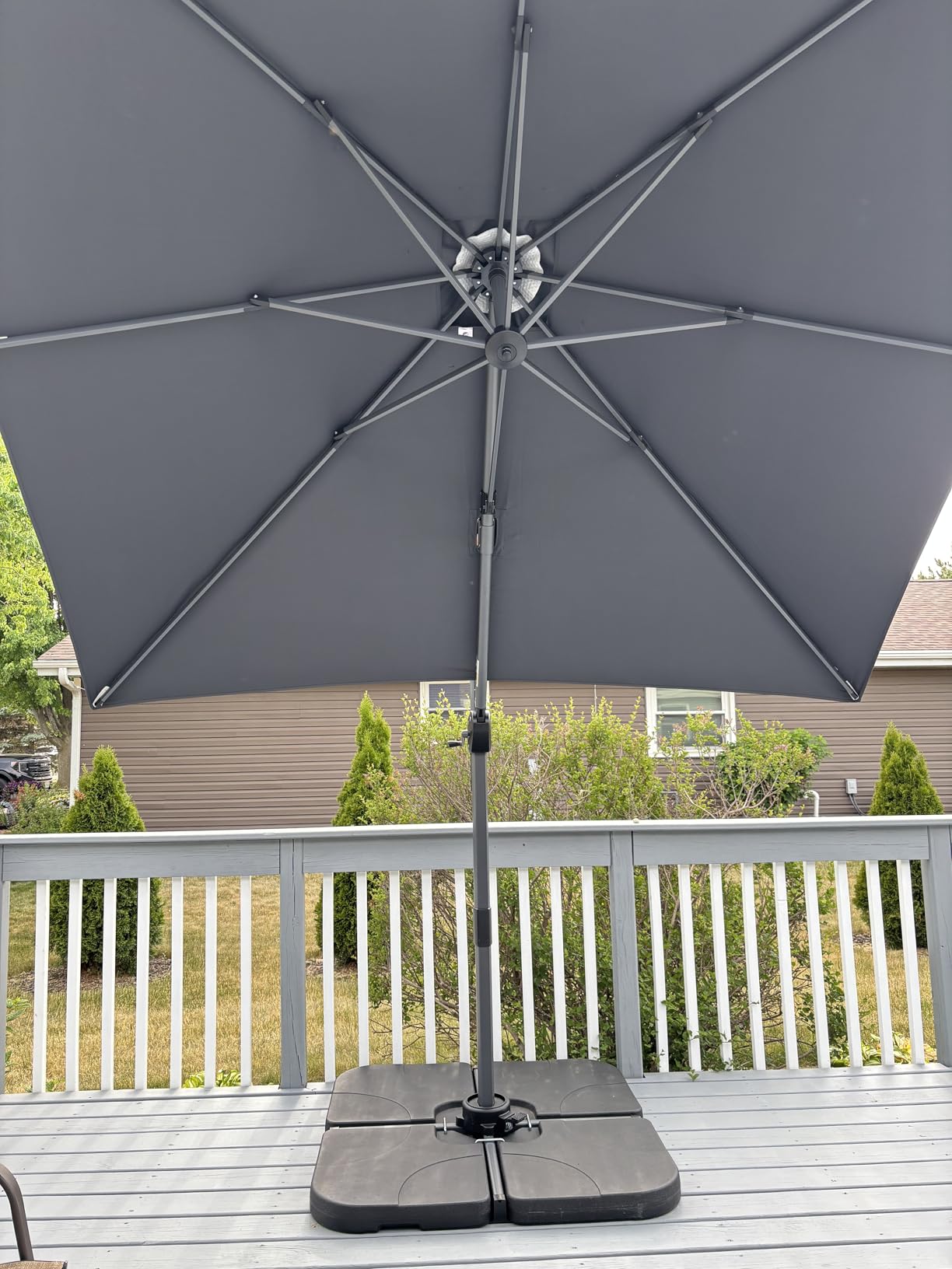 PURPLE LEAF 9' X 11.5' Patio Umbrella Outdoor Cantilever Rectangle Umbrella Aluminum Offset Umbrella with 360-degree Rotation for Garden Deck Pool Patio, Grey customer photo 1