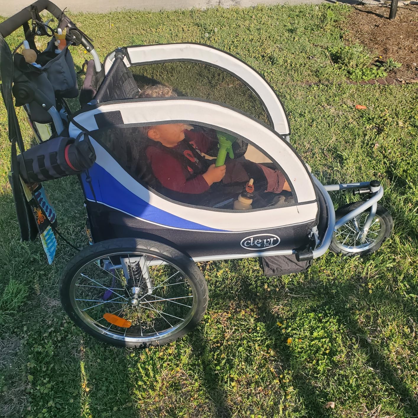 ClevrPlus Deluxe 3-in-1 Double 2 Seat Bicycle Bike Trailer Jogger Stroller for Kids Children customer photo 1