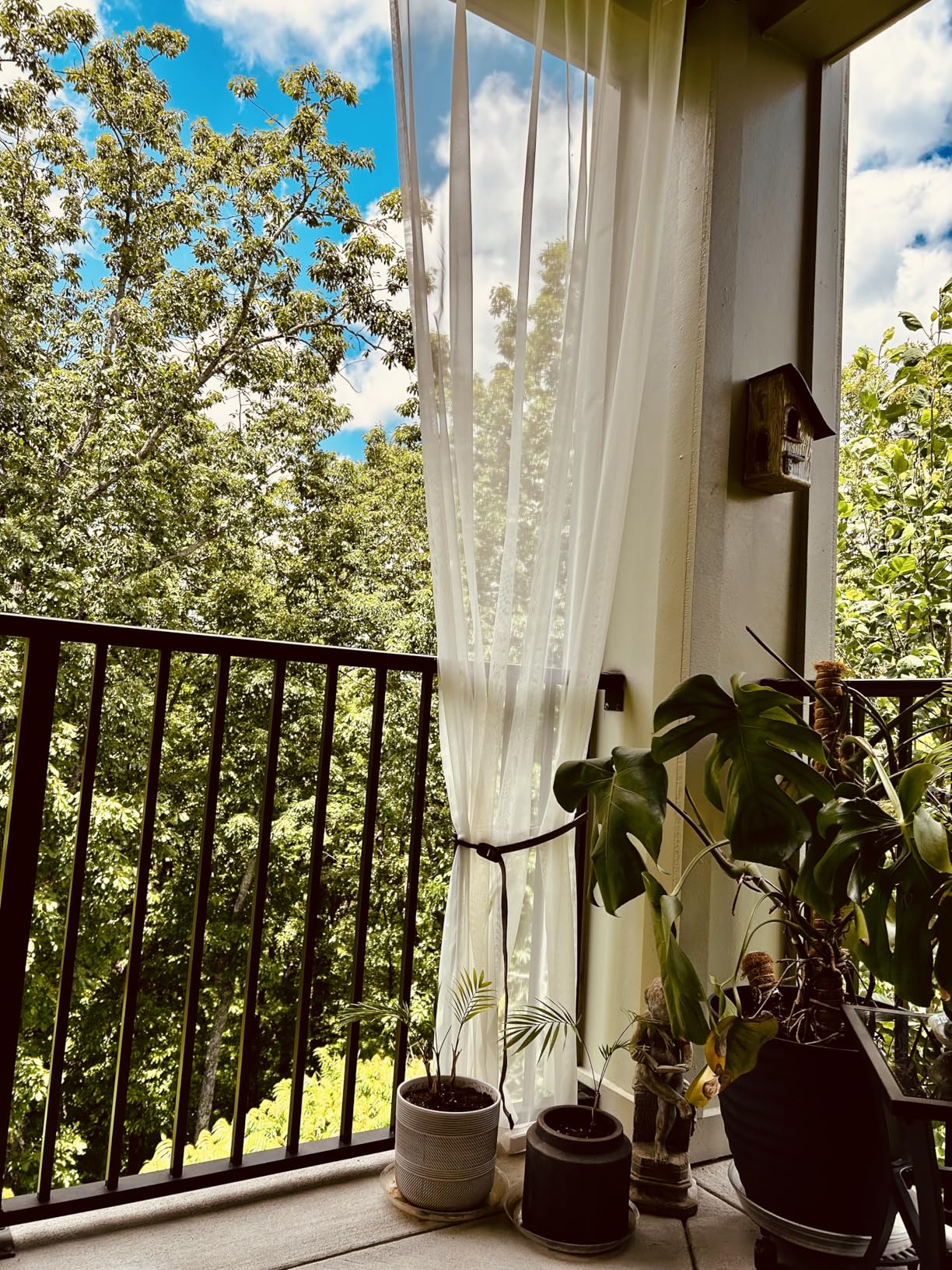 BONZER White Outdoor Sheer Curtains for Patio Waterproof - 2 Panels Grommet Indoor Voile Sheer Curtain for Living Room, Bedroom, Porch, Pergola, Cabana, 54 x 84 inch, White customer photo 1