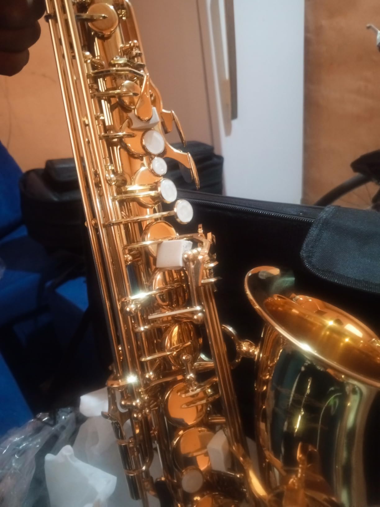Eastar Professional Alto Saxophone Golden E Flat Eb with Cleaning Kit, Carrying Case, Mouthpiece, Neck Strap, Reeds, Stand, AS-III customer photo 2
