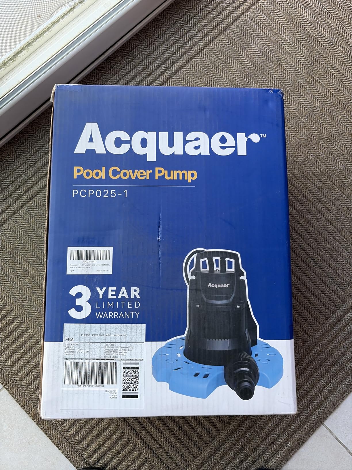 Acquaer Submersible Water Pump 1/6 HP Sump Pump Thermoplastic Utility Pump Small Electric Water Pump 1750GPH Water Remove for Basement Hot Tubs Garden Pool Cover Draining with 10 ft Cord customer photo 1