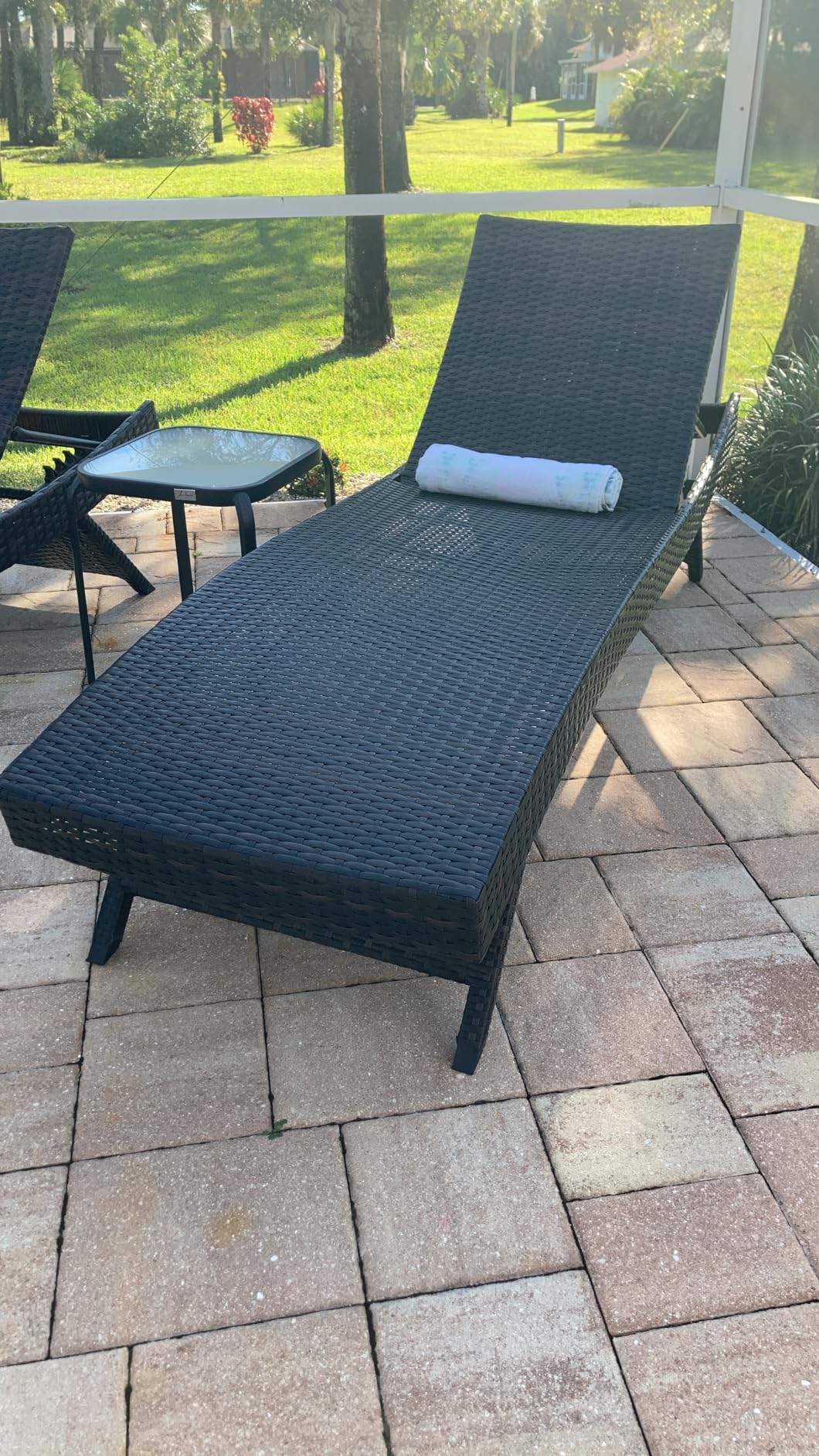 79'' Long Reclining Chaise Lounge Set (Set of 2), Outdoor Wicker Reclining Lounge Chair Patio Rattan Double Chaise Lounge Lawn Sunbathing Chairs Beach Pool Backrest Recliners customer photo 2