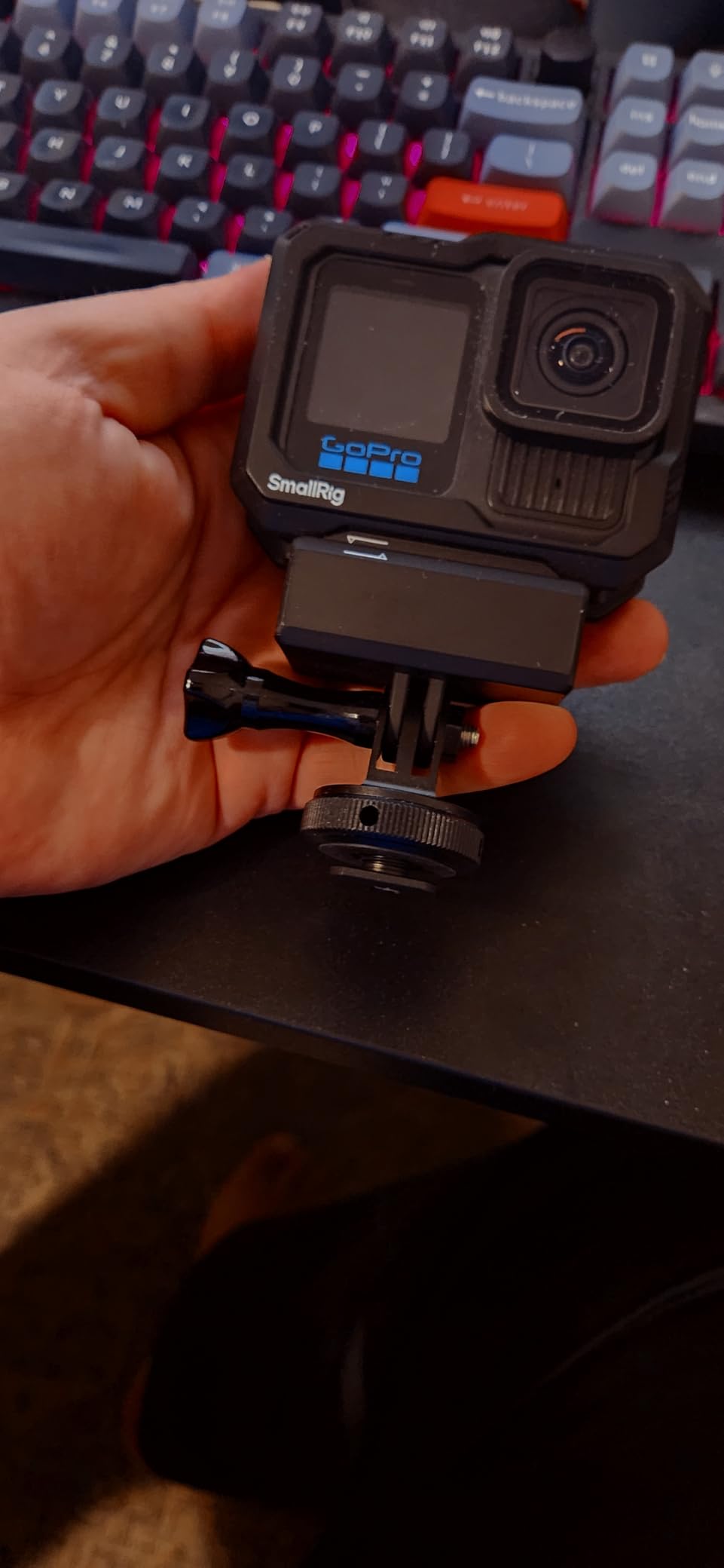 Cage for GoPro Hero 13 / Hero12 / Hero11 / Hero 10 / Hero 9 Black with 2 Cold Shoe Mount for GoPro Light Mod and Common Microphone, Led Video Light - 3083C customer photo 2