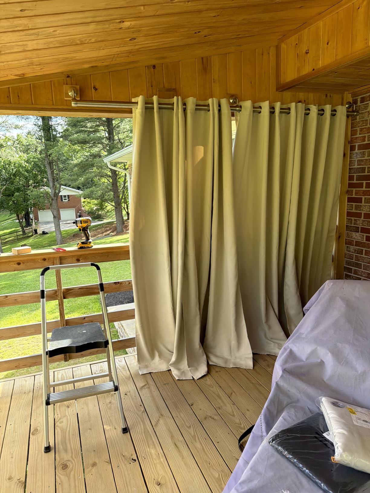 NICETOWN 2 Panels Weighted Blackout Curtains Patio Waterproof Outdoor Curtains, Thermal Insulated Top & Bottom Grommet & Back Tab Wind-Break Drapes Privacy for Pergola, W52 by L84, Tan-Khaki customer photo 2
