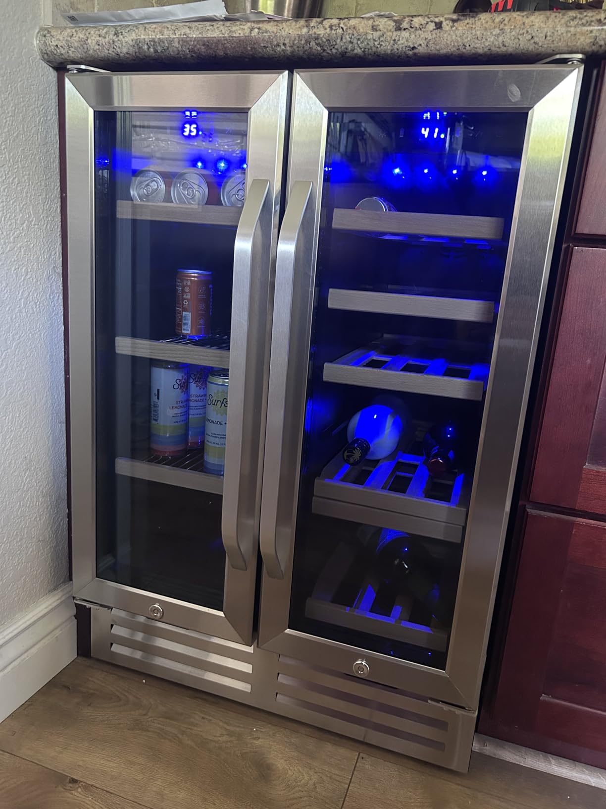 24 Inch Outdoor Beverage Refrigerator Cooler, Stainless Steel Wide Refrigerator for 210 Cans, Fit Perfectly for 24