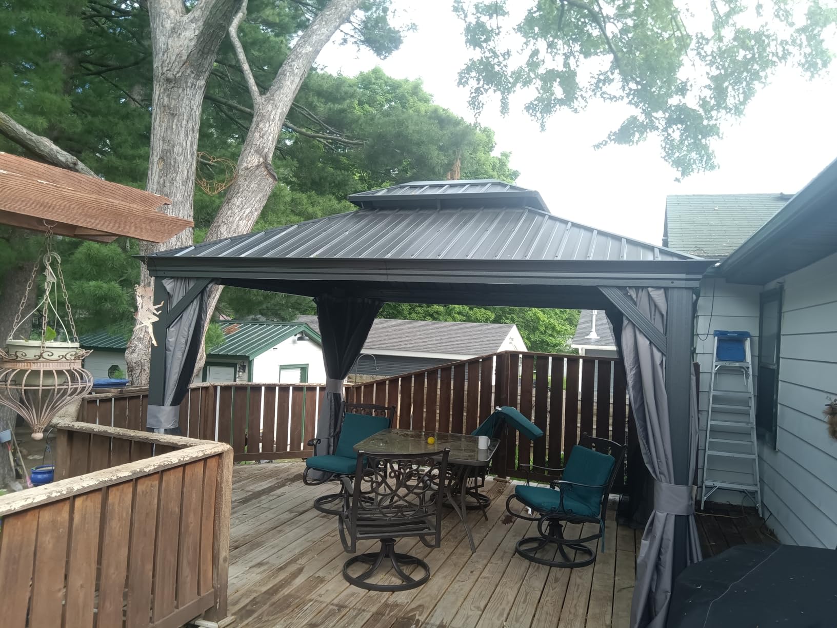 Kozyard Alexander 10' x 12' Hardtop Gazebo, Aluminum Frame with Galvanized Steel Double Roof, Outdoor Permanent Pavilion with Curtains and Netting for Patio, Backyard, Deck, Lawn (Gray) customer photo 1