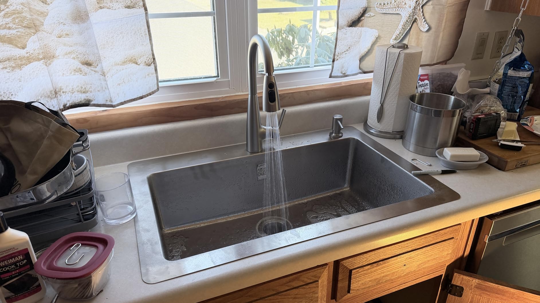 Moen Haelyn Spot Resist Stainless Single-Handle Pull-Down Sprayer Kitchen Faucet Featuring Power Boost for a Faster Clean, Soap Dispenser Included, 87627SRS customer photo 1