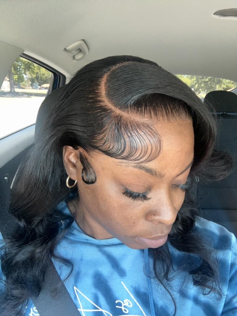 13x4 Body Wave Lace Front Wigs Human Hair Pre Plucked HD Transparent Lace Frontal Wig with Baby Hair 180% Density 9A Glueless Brazilian Virgin Human Hair Lace Front Wigs for Women Natural Black 22Inch customer photo 1