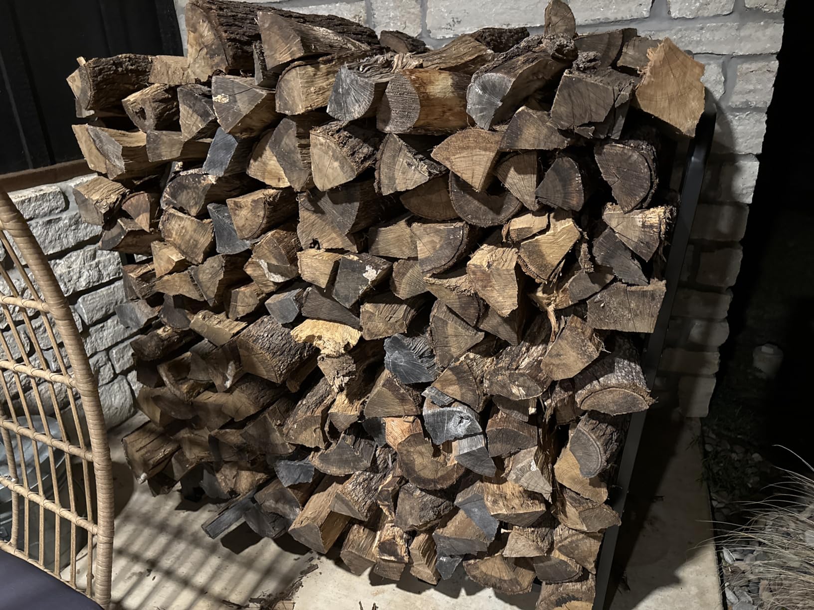 8ft Outdoor Firewood Rack, Upgraded Heavy Duty Logs Stand Stacker Holder for Fireplace - Metal Lumber Storage Carrier Organizer, Bright Black customer photo 1