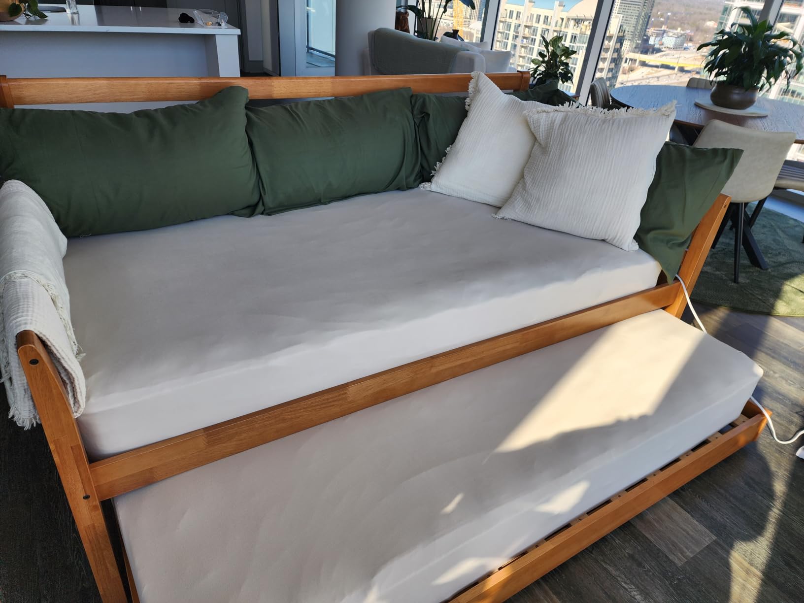 Kodiak Furniture Twin to King Size Daybed with Pop Up Trundle in Wood in Rustic Walnut, No Box Spring Needed, Easy Assembly, Up to 500 lbs Weight Capacity customer photo 2