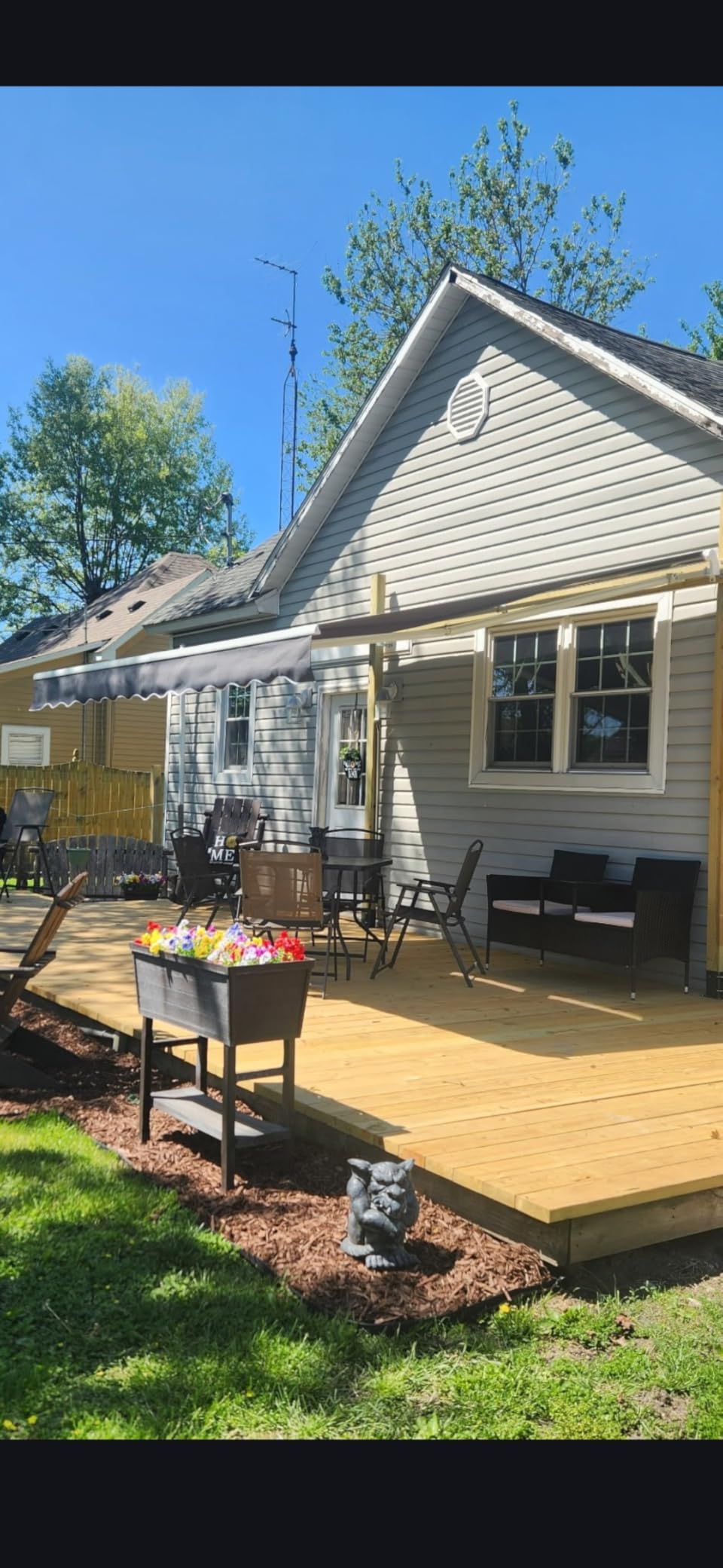 AECOJOY 13'×10' Patio Awning Retractable Awning Sun Shade Awning Cover Outdoor Patio Canopy Sunsetter Deck Awnings with Manual Crank Handle, Beige customer photo 1