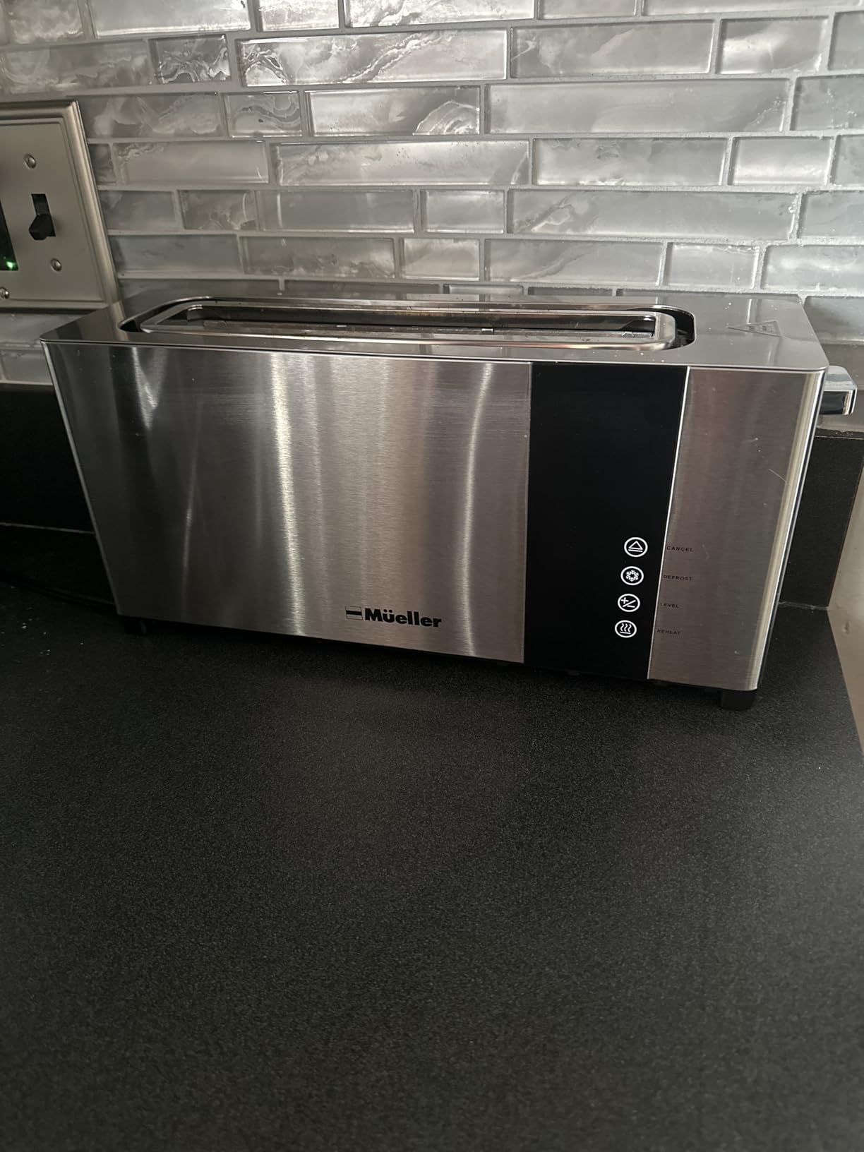 Mueller UltraToast Full Stainless Steel Toaster 2 Slice, Long Extra-Wide Slots with Removable Tray, Cancel/Defrost/Reheat Functions, 6 Browning Levels with LED Display, Housewarming Gifts New Home customer photo 1