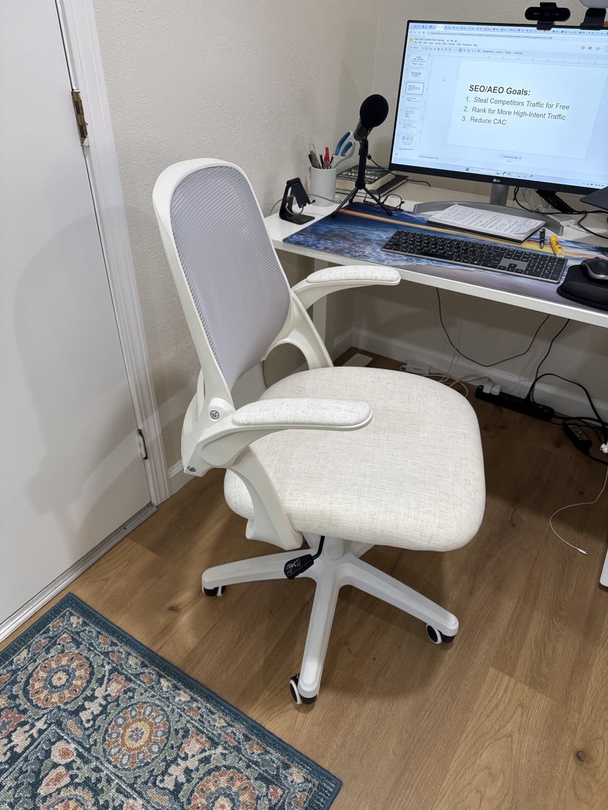 NEO CHAIR Office Desk Gaming Ergonomic Computer Chair with Lumbar Back Support Adjustable Height Swivel Rolling Wheels Flip-up Arms Mesh Chair for Home Vanity (Black) customer photo 1