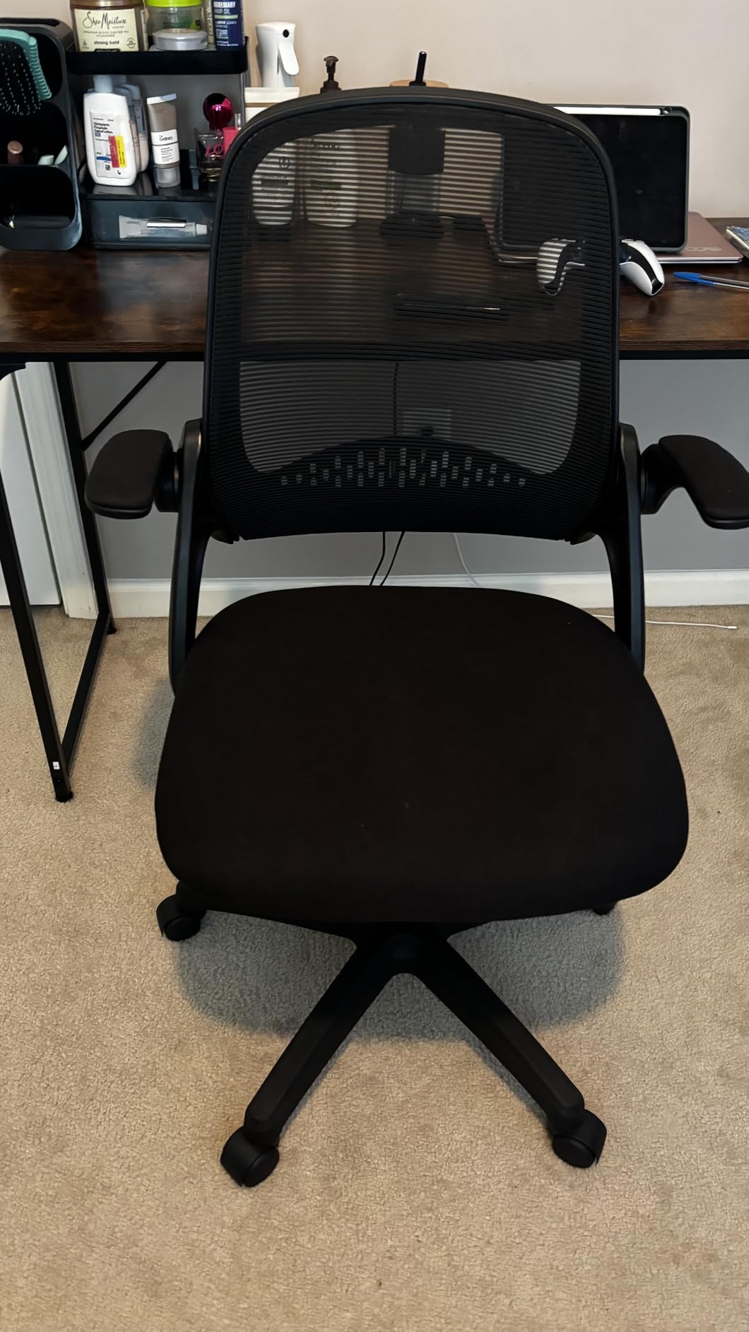 NEO CHAIR Office Desk Gaming Ergonomic Computer Chair with Lumbar Back Support Adjustable Height Swivel Rolling Wheels Flip-up Arms Mesh Chair for Home Vanity (Black) customer photo 2