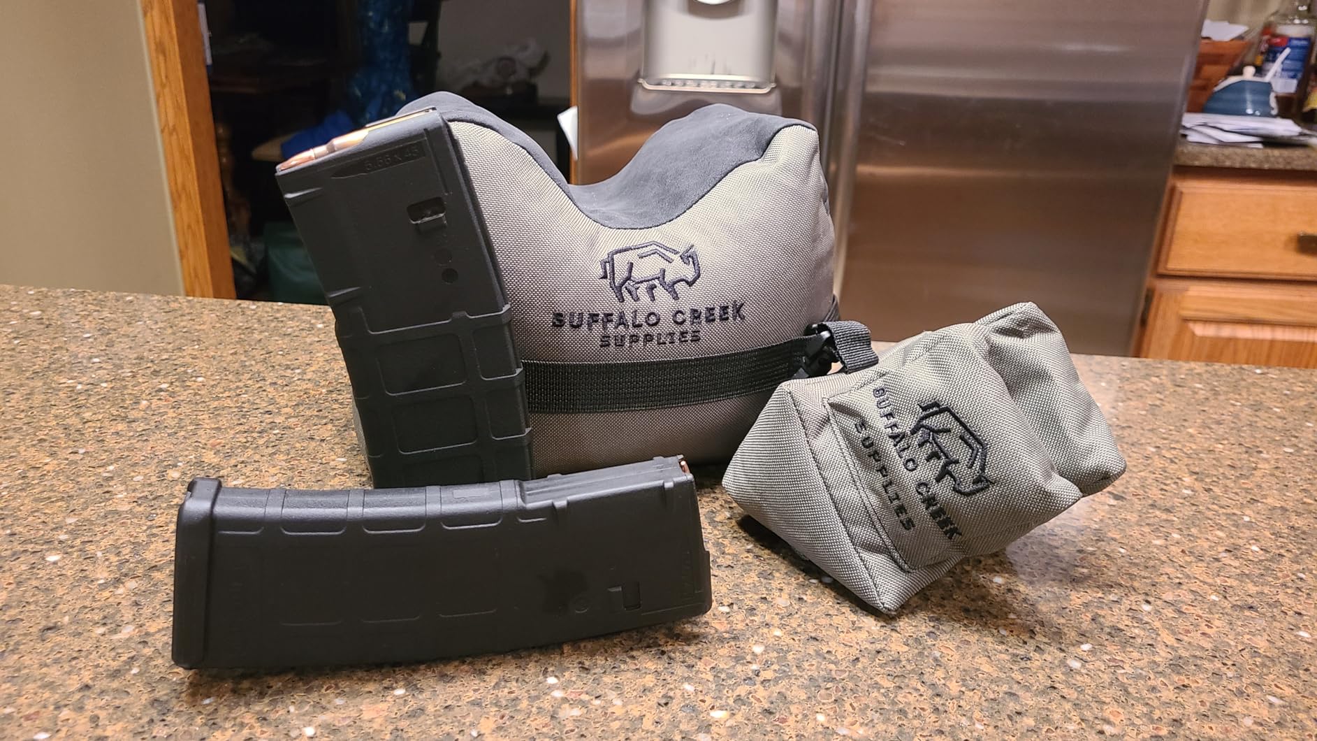 Buffalo Creek Supplies All Weather Durable Front and Rear Shooting Rest Bags, Rifle Rest Sand Bag for Bench Rest Shooting, Hunting, Target & Competitive Sports Shooting-Unfilled customer photo 2