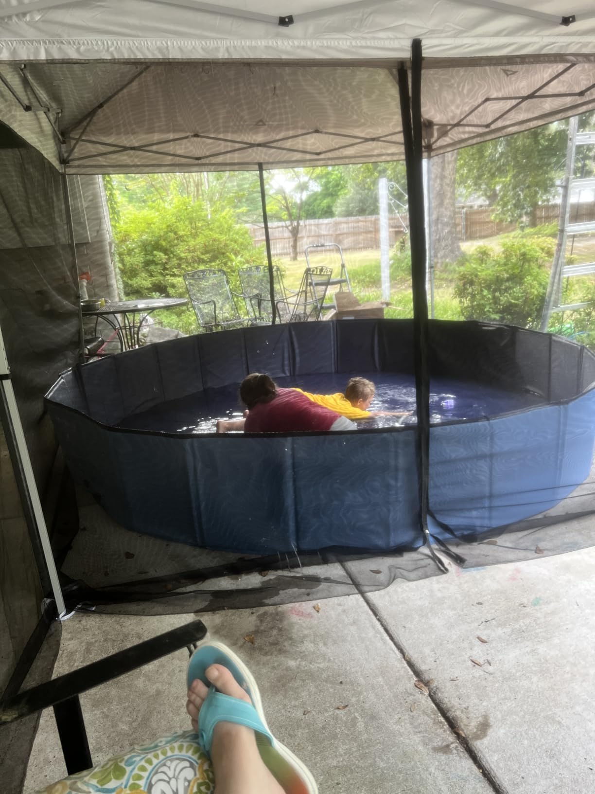 Meowant Foldable Dog Pool, Hard Plastic Dog Swimming Pools for Large Dogs, Collapsible Plastic Kid Pet, Portable Bathing Tub Kiddie Pool for Dogs (XL-63'' × 12'') customer photo 1