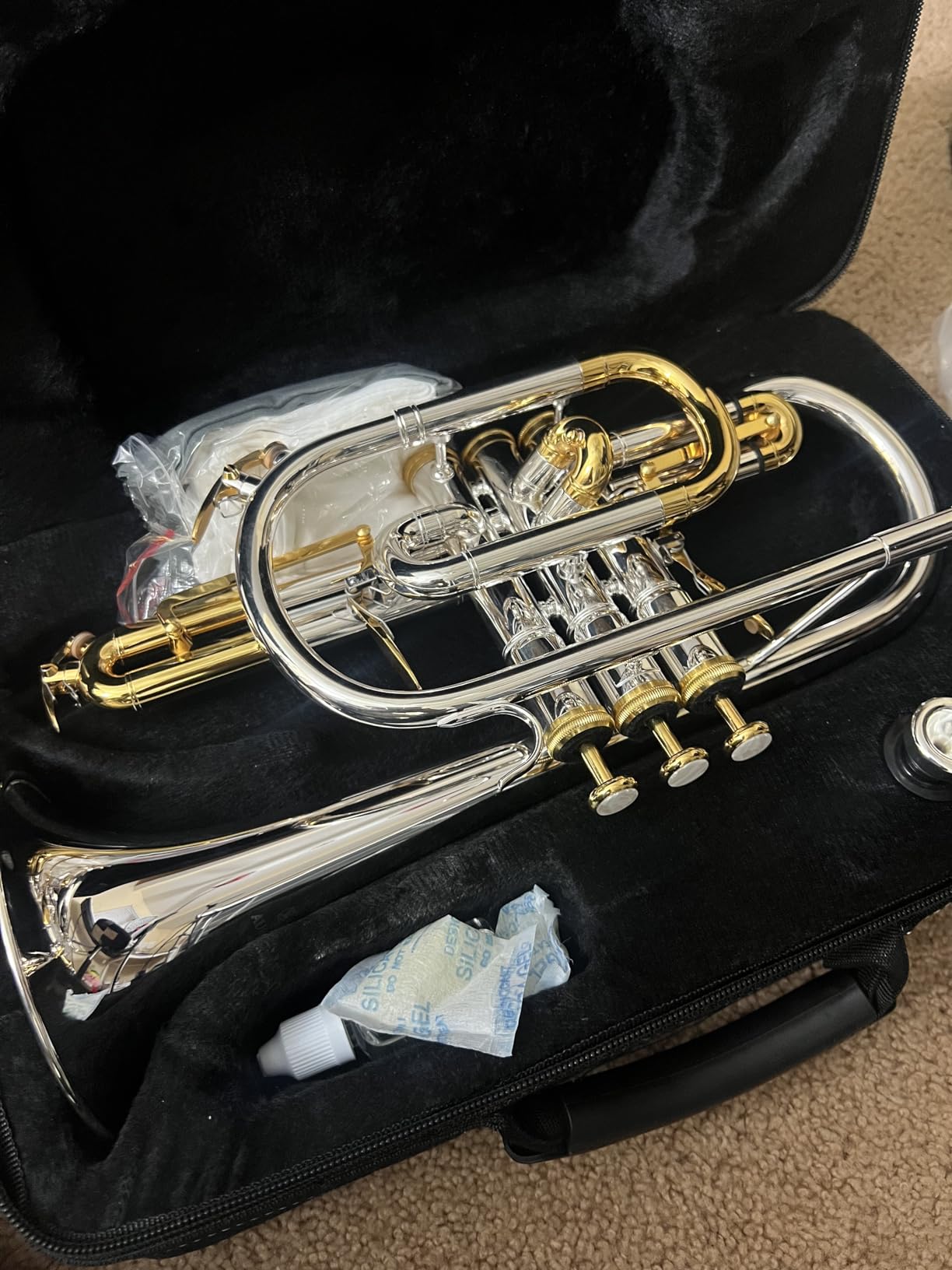 Double Trigger Bb Cornet 8358S Intermediate phosphor bronze Leadpipe 3rd Tuning Slide Finger Ring Brass Bell SGG Finish Nickel Silver Tuning Slides for High School Band and Advancing Players customer photo 1