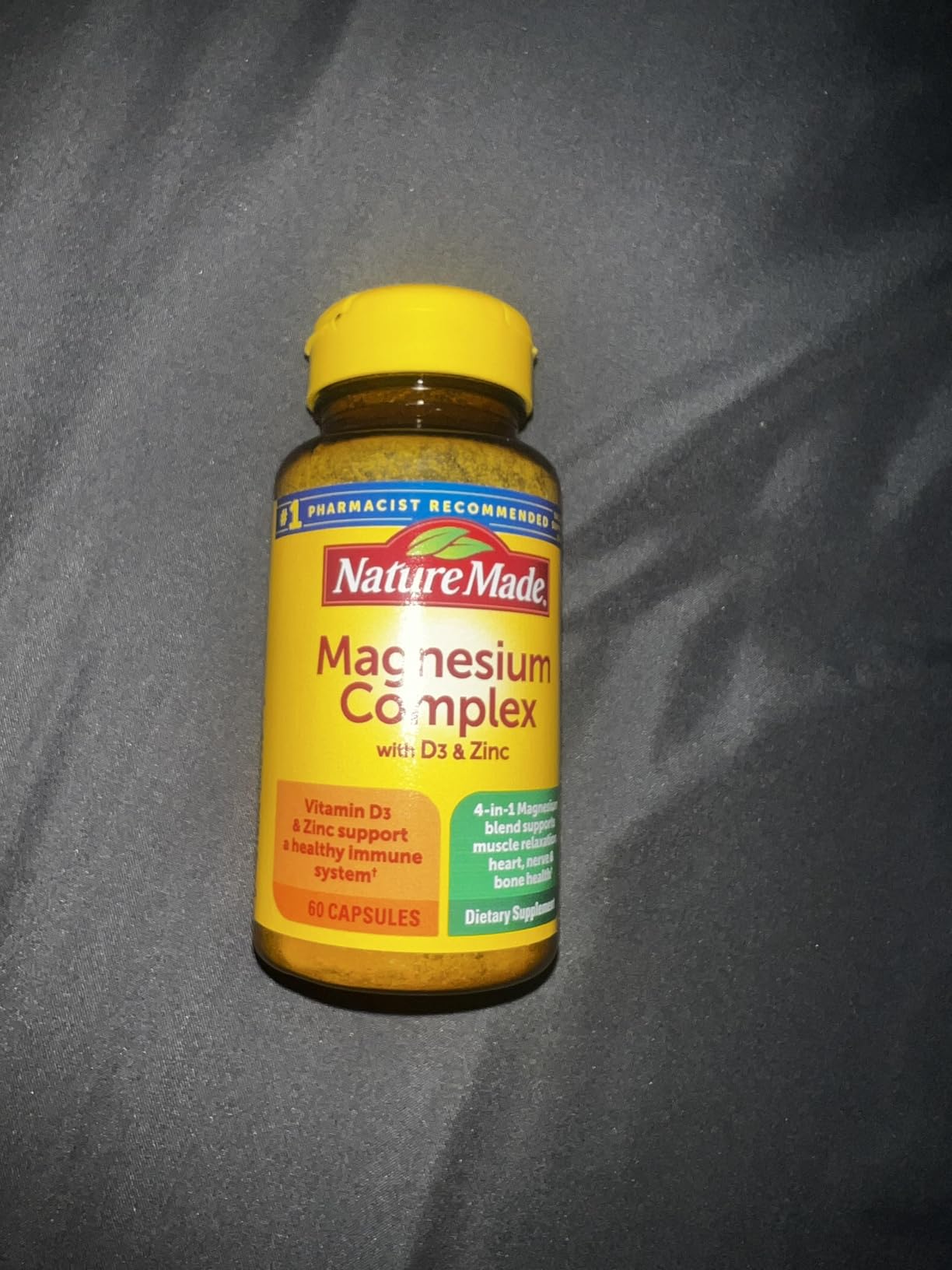 Nature Made Magnesium Complex Supplement with Vitamin D & Zinc for Immune Support, Magnesium Glycinate, Malate, Citrate & Oxide for Muscle, Nerve, Heart & Bone Support, 60 Capsules, 30 Day Supply customer photo 1