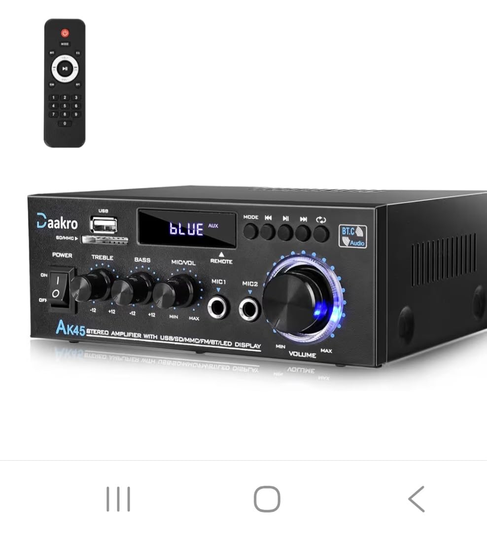 Daakro AK45 Stereo Audio Amplifier,300W Home 2 Channel Wireless Bluetooth 5.0 Power Amplifier System, Home Amplifiers FM Radio, USB, SD Card, with Remote Control Home Theater Audio Stereo System customer photo 1