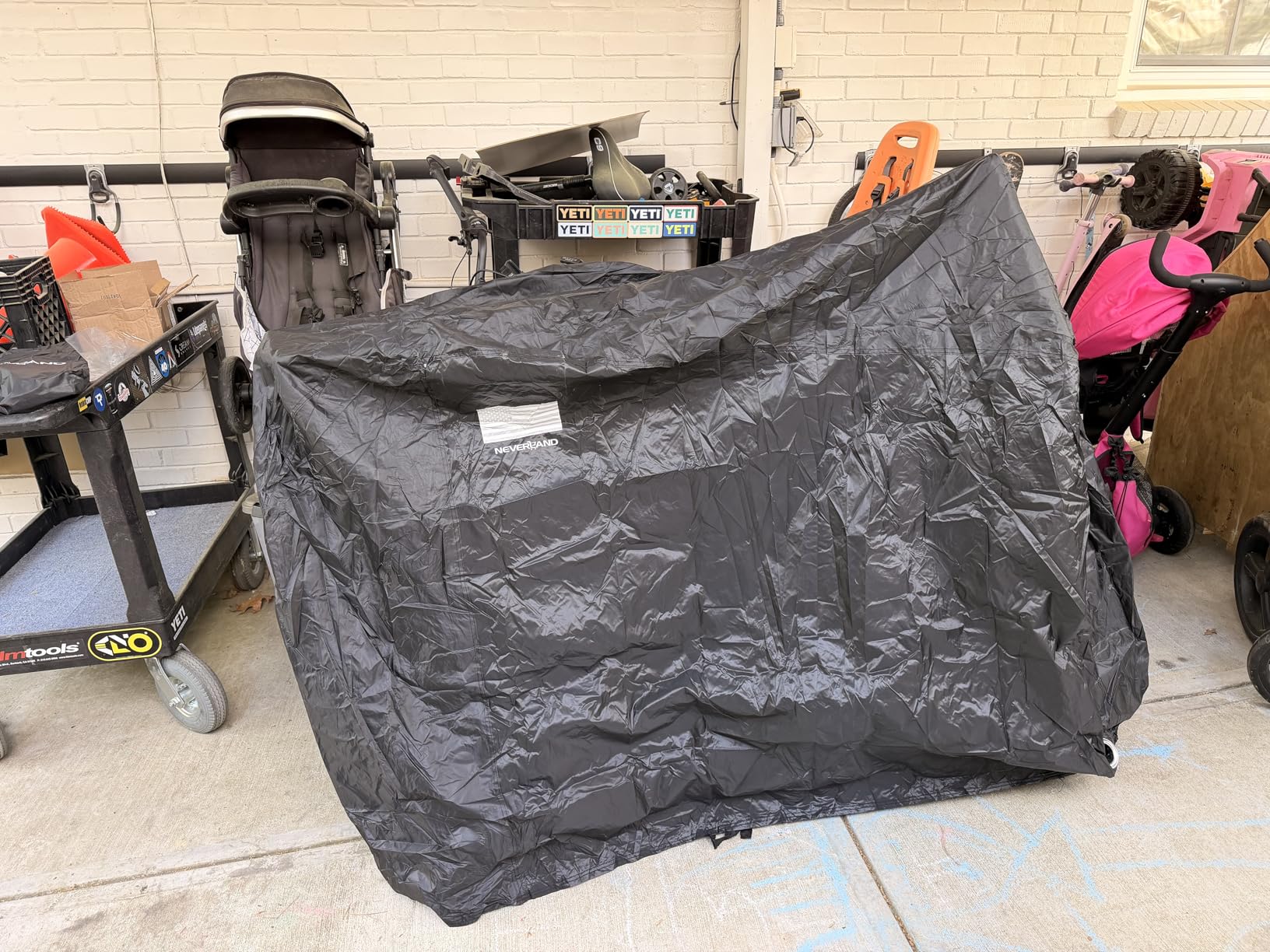 NEVERLAND Motorcycle Cover Waterproof Outdoor - Black Heavy Duty Scooter Cover, Motorbike Cover with Refletive Logo, Lock-Hole, Bandage, Storage Bag-Protect Against Dust, Debris, Rain and Weather(L) customer photo 1