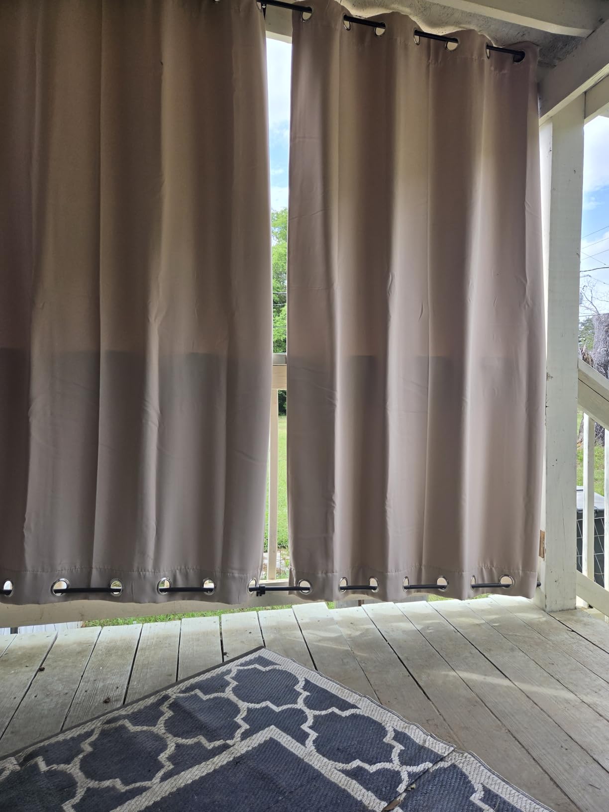 NICETOWN Gazebo Curtains for Patio Waterproof Extra Wide 2 Panels, Blackout Weatherproof Thermal Insulated Rustproof Top & Bottom Grommet Outdoor Windproof Drapes for Pergola, Grey, W84 x L84 customer photo 1