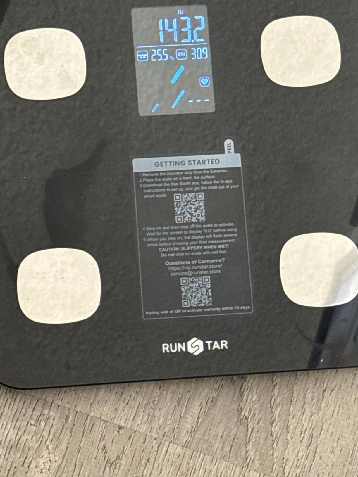 RunStar Smart Scale for Body Weight and Fat Percentage, High Accuracy Digital Bathroom Scale with Large Display for BMI Heart Rate 22 Body Composition Analyzer Sync with Fitness App 400lb customer photo 1