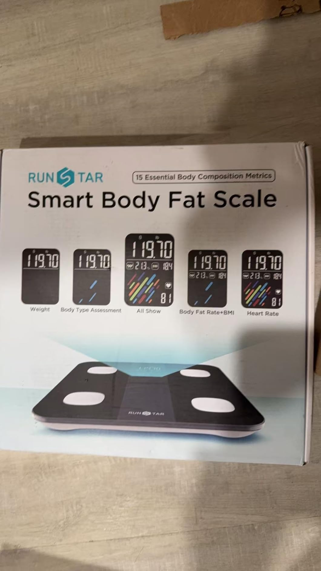 RunStar Smart Scale for Body Weight and Fat Percentage, High Accuracy Digital Bathroom Scale with Large Display for BMI Heart Rate 22 Body Composition Analyzer Sync with Fitness App 400lb customer photo 2