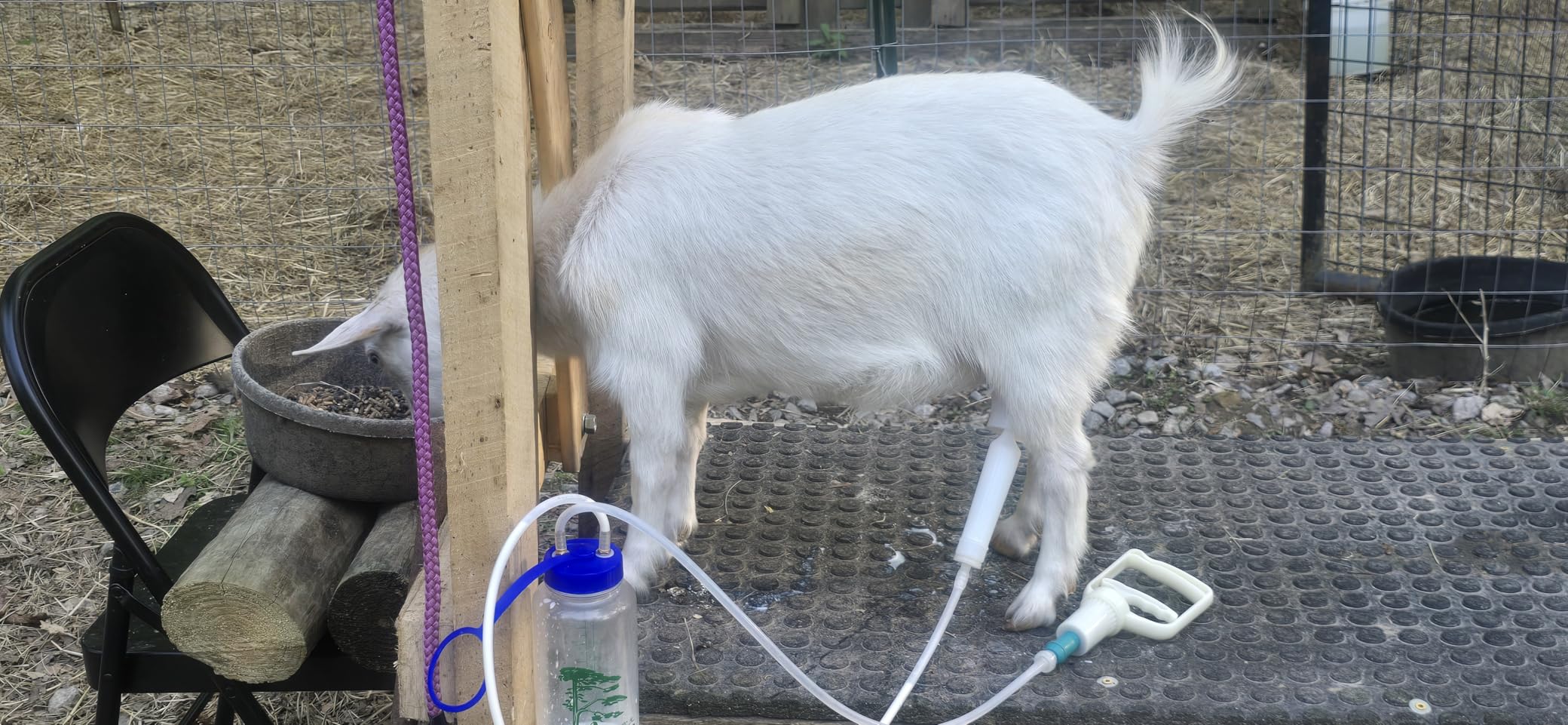 Yardwe Manual Milking Machine for Cows and Goats, Portable Hand Vacuum Pump Milking Kit with Single Teat Pump for Farm and Home Use, 1000ML customer photo 1