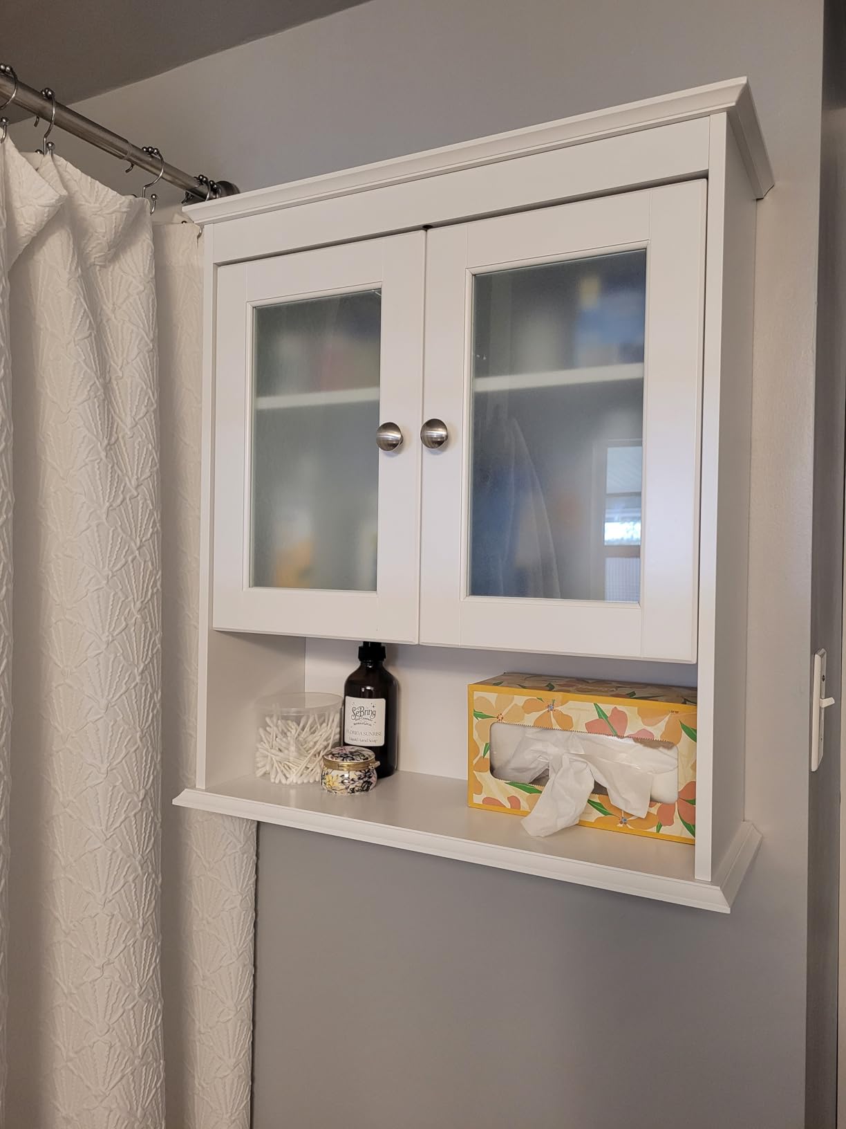 Spirich Bathroom Cabinet Wall Mounted, Medicine Cabinet Organizer with Glass Doors and Adjustable Shelves, Bathroom Wall Cabinet Over Toilet, White customer photo 2