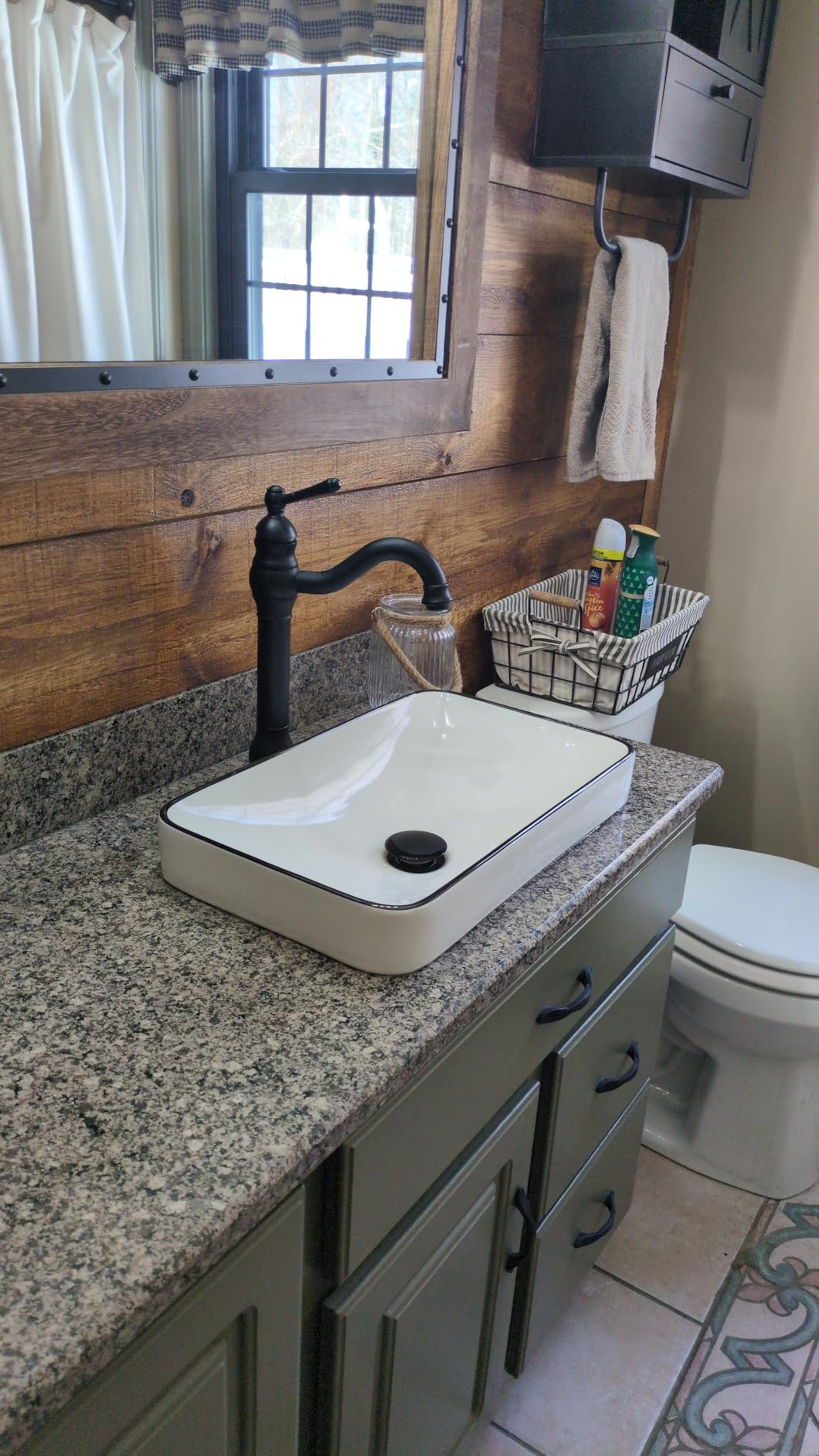 DeerValley Bathroom Vessel Sink, 19.29'' x 11.81'' x 4.72'' Semi Recessed Bathroom Sink Rectangular White Ceramic Sinks for Bathroom Modern Bath Sink Bowl Vanity Sinks Above Counter Basin DV-1V0047 customer photo 1