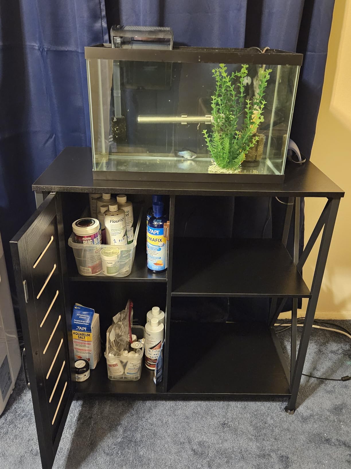 Herture 40-50 Gallon Fish Tank Stand, Aquarium Stand with Cabinet Accessories Storage, Heavy Duty Metal Frame, 40.55