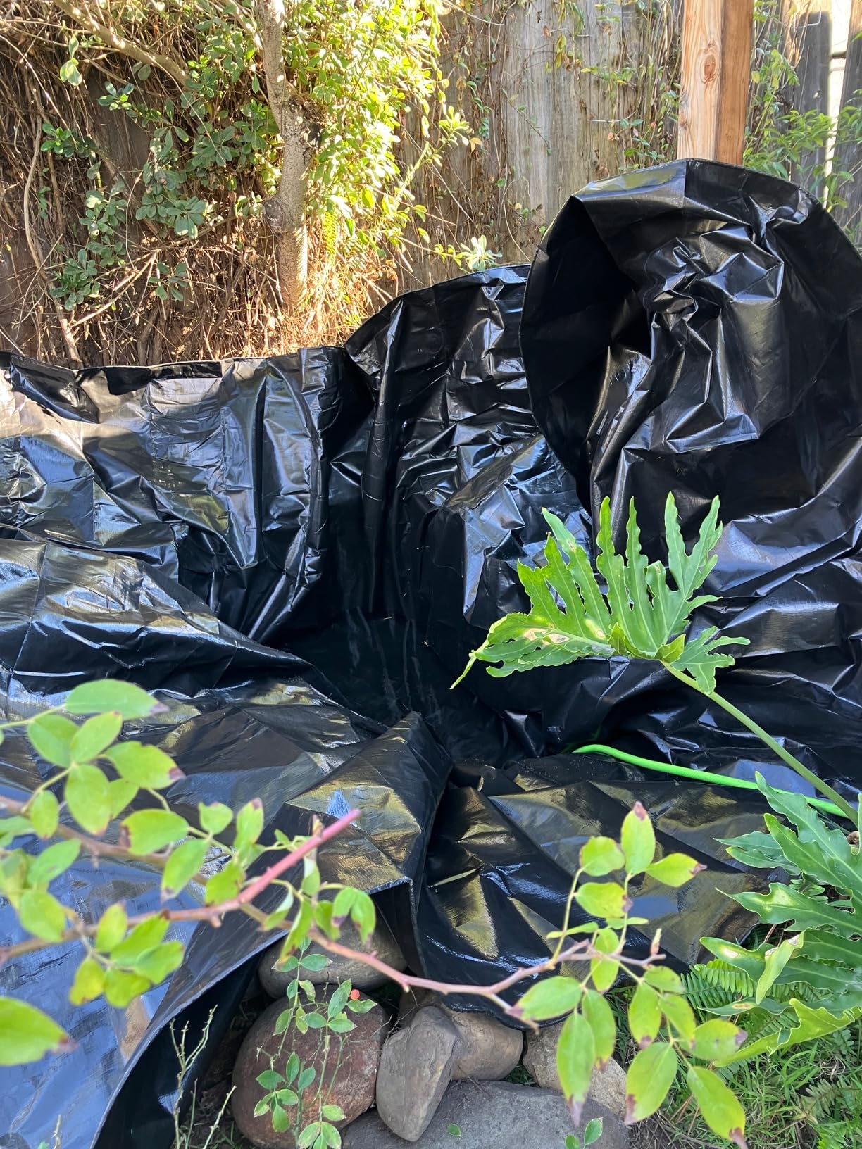 15X20FT Reinforced PE Pond Liner, 28Mil Thickness Pond Liners for Outdoor Ponds, Hemmed Edge with Buttonholes Liners for KOI/Fish, Duck Pond and Waterscape. customer photo 1