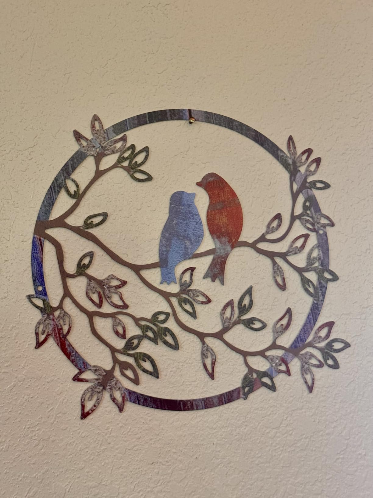 Ferraycle Metal Wall Art Bird on Tree Branch Silhouette Bird Hanging Ornament Porch Wall Decor for Living Room Outdoor Garden Bedroom Office Housewarming Party Decoration customer photo 2