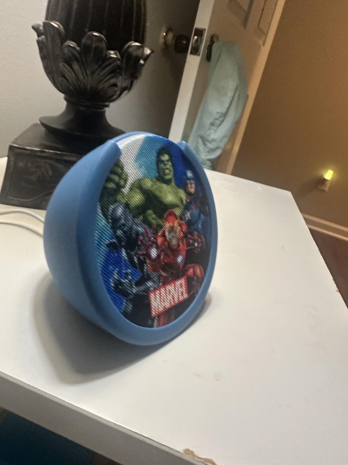 Echo Pop Kids (newest model), Enjoy age-appropriate audiobooks, interactive games and Alexa+ experiences to create and learn, Marvel's Avengers design customer photo 1