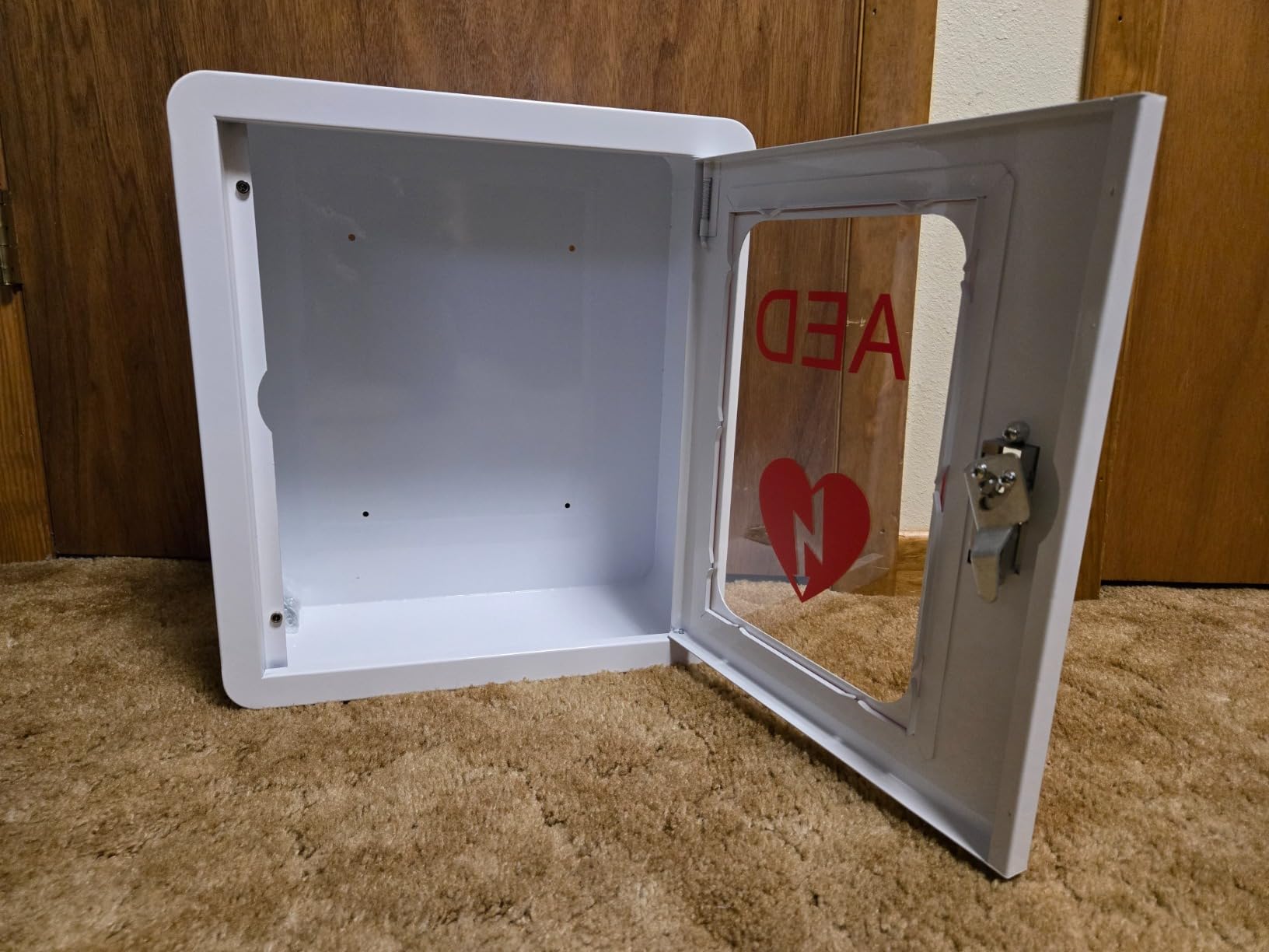 AED Cabinet, First Aid AED Defibrillator Wall Mounted Storage Cabinet, Metal Steel Plate Snap Lock, fits All Brands Cardiac Science for Public Places, 14 x 7.8 x 15.7 Inch customer photo 2