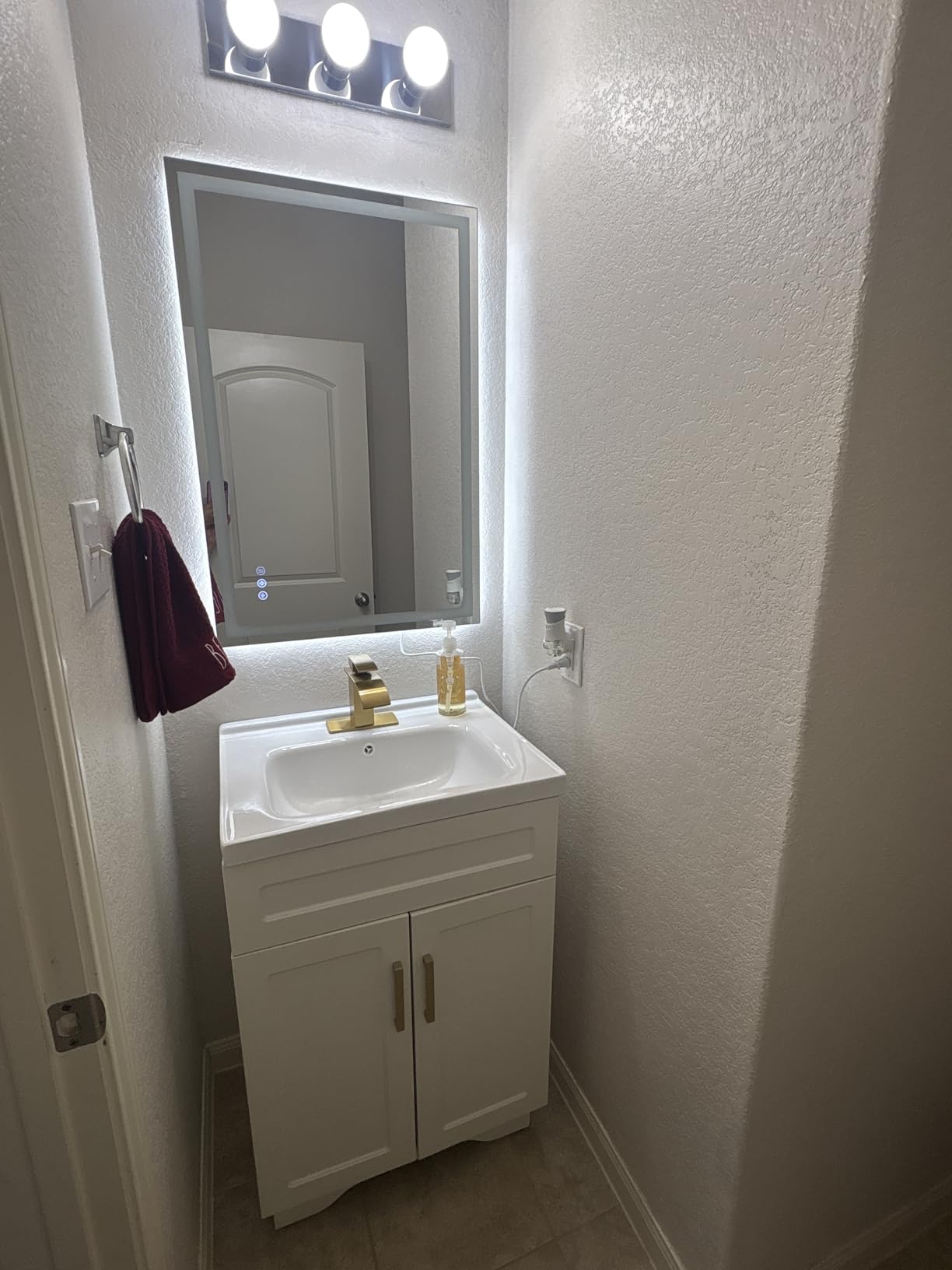 OLD CAPTAIN Bathroom Vanity with Ceramic Sink, Wooden Double Door Bathroom Storage Vanity with 24 Inch, Milky White Finish customer photo 2
