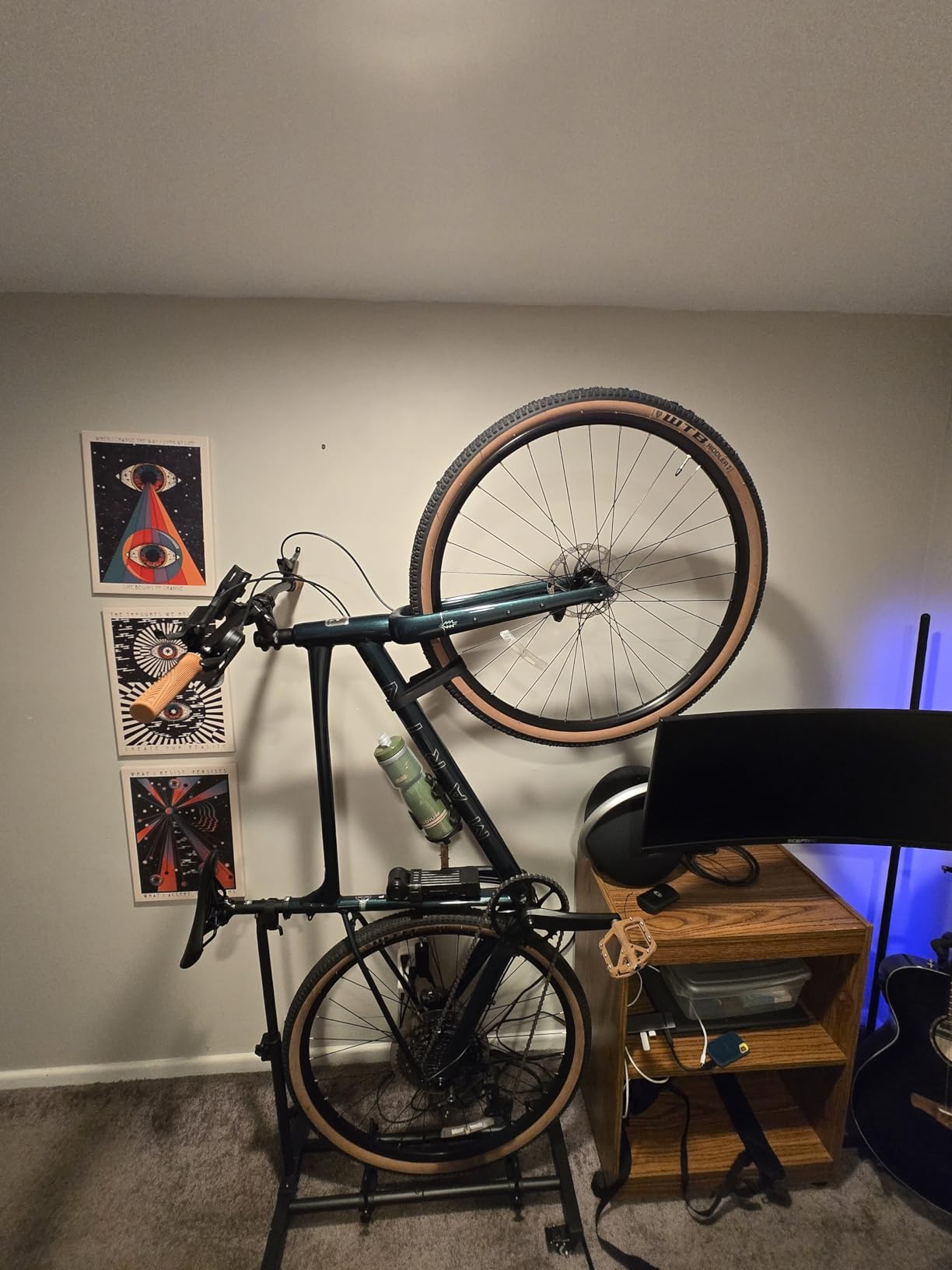 Sttoraboks Vertical Bike Stand, Freestanding Bike Rack Garage Storage Upright Bicycle Floor Stand Indoor Bike Holder with Adjustable Height for Garage & Apartment - for Wheels Sizes up to 29 customer photo 2
