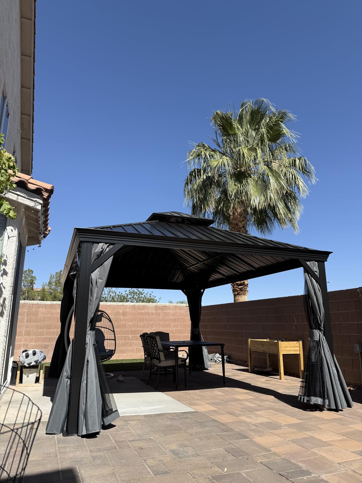 Aoxun 12' X 16' Hardtop Gazebo with Drainage System, Aluminum Outdoor Gazebo with Galvanized Steel Double Roof, Patio Permanent Metal Pavilion with Netting, for Garden, Deckyard, Grey customer photo 1