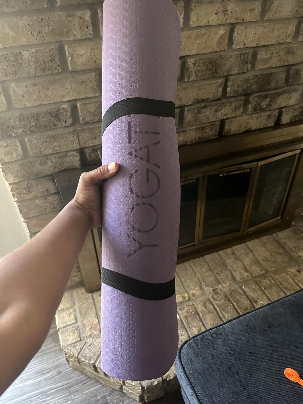 YOGATI Yoga Mat with Strap with Alignment Lines. Home Workout Mat for Women, Men and Kids. Thick Non Slip Yoga Mat for Pilates and Fitness. Brown, Pink and Purple Yoga Mats customer photo 2
