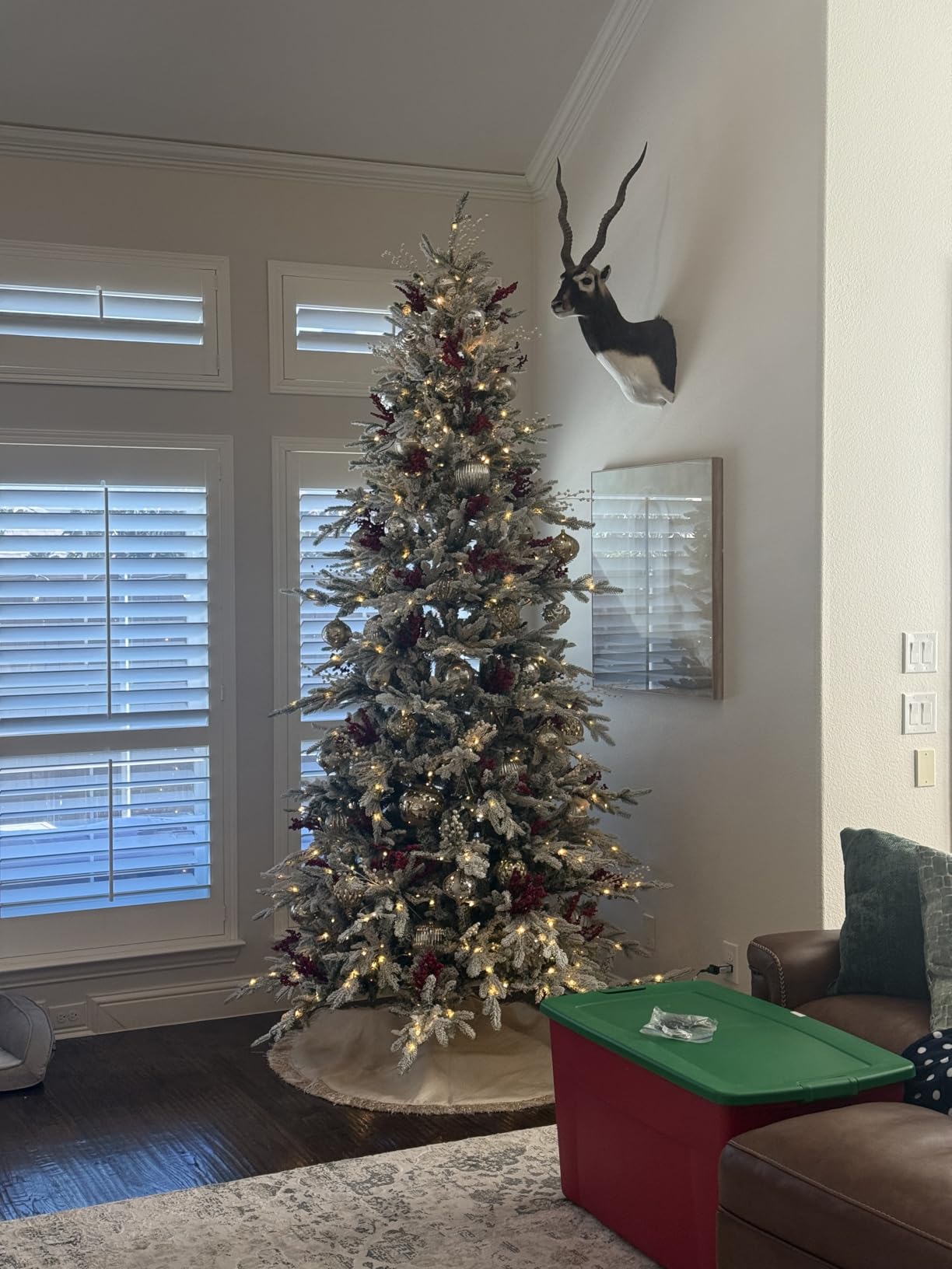 Best Choice Products Lighted Aspen Christmas Tree, 6ft Flocked Artificial Noble Fir, Pre-Lit White & Multicolored LED Lights Premium Holiday Decor - Green customer photo 2