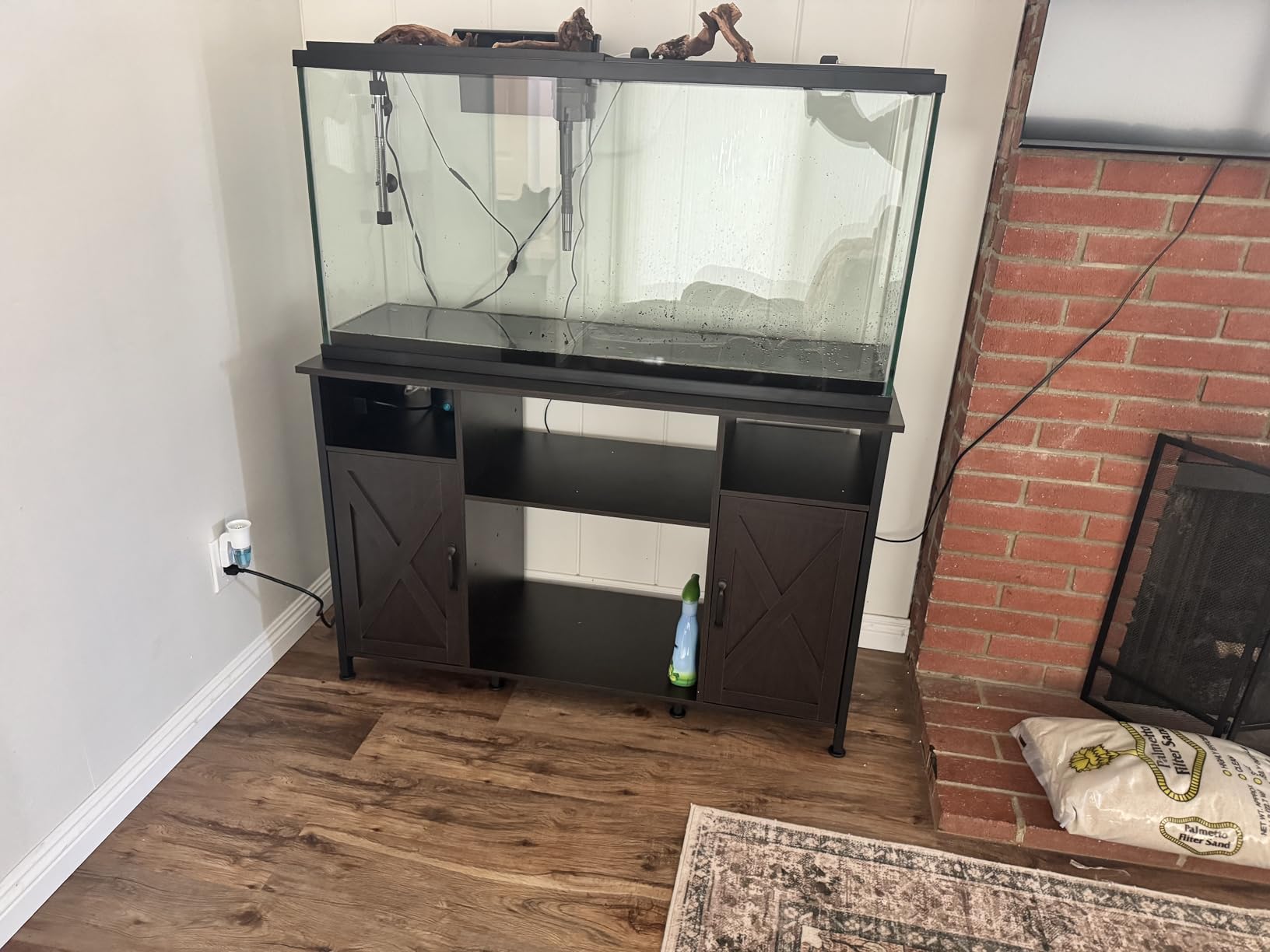 55-90 Gallon Fish Tank Stand with Power Outlets, Aquarium Stand with Cabinet, Heavy Duty Reptile Tank Turtle Terrariums Table for Fish Tank Accessories Storage, 52