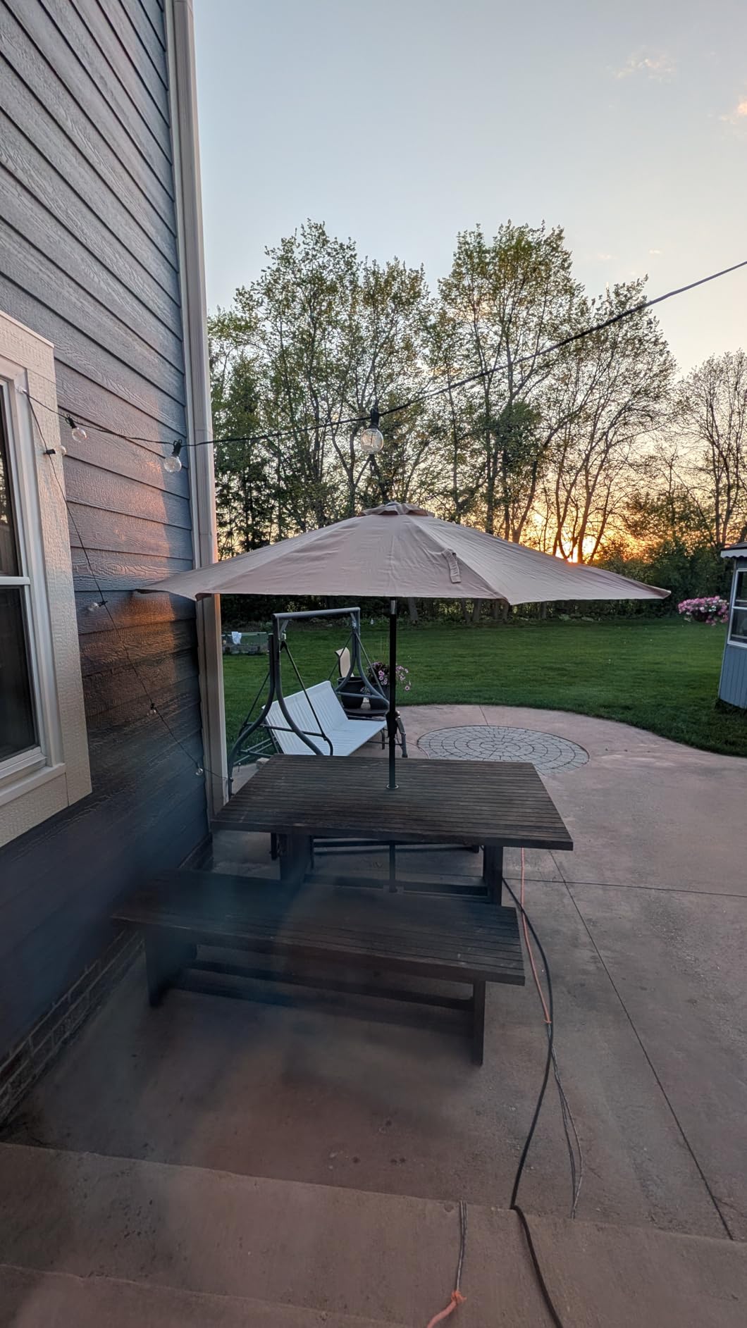 HOMSHADE 9ft Outdoor Patio Umbrella - Market Table Pool Deck Umbrella UPF50+ UV Protection with Push Button Tilt, Crank and 8 Sturdy Ribs (Beige, No base) customer photo 2