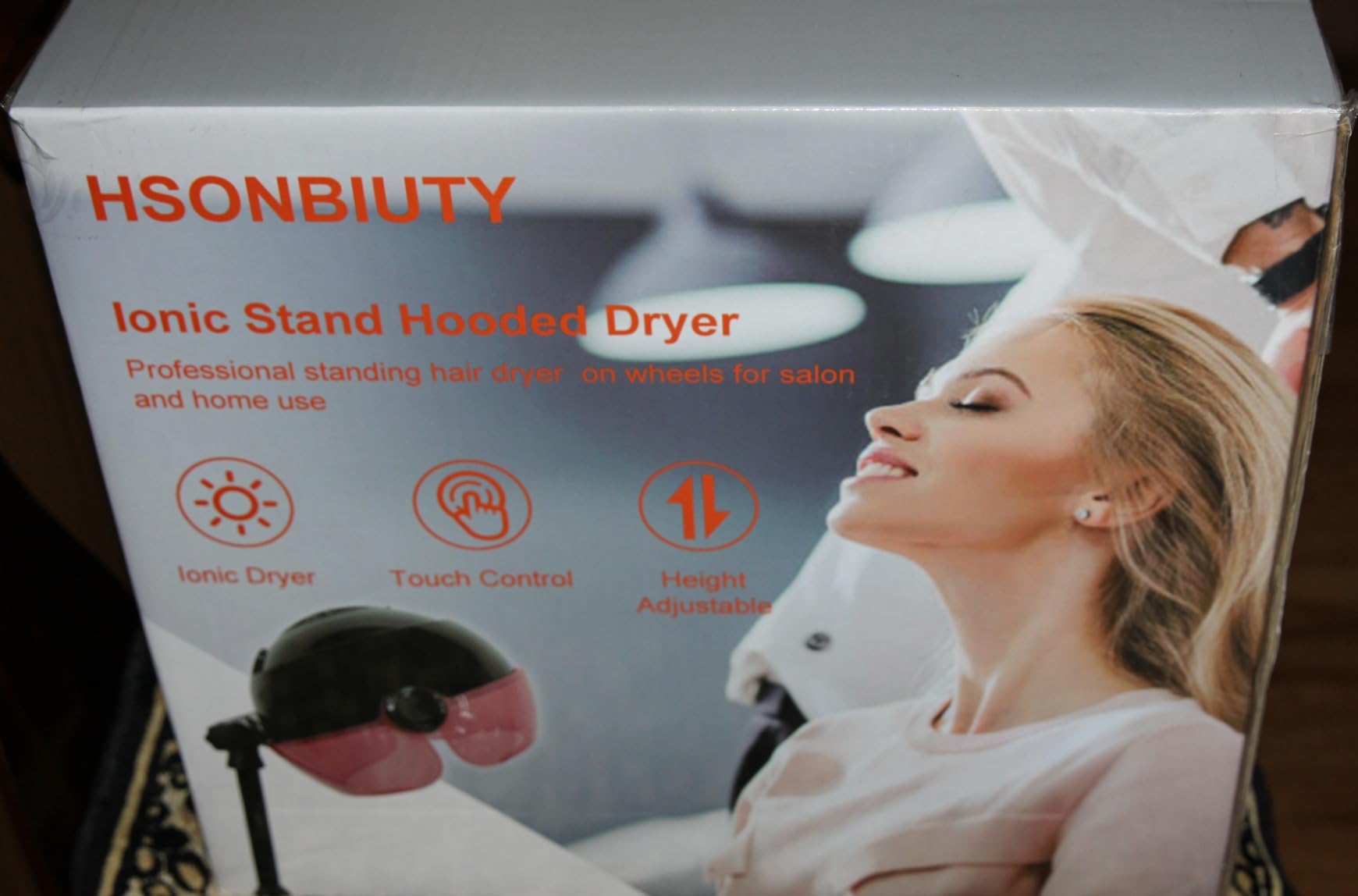 Hooded Hair Dryer, Professional Standing Hair Dryer with Time Settings, Touch Controls and 3 Temperature Modes, Sit Under Hair Dryer Bonnet, Height Adjustable Ionic Hooded Dryer for Home or Salon Use customer photo 2