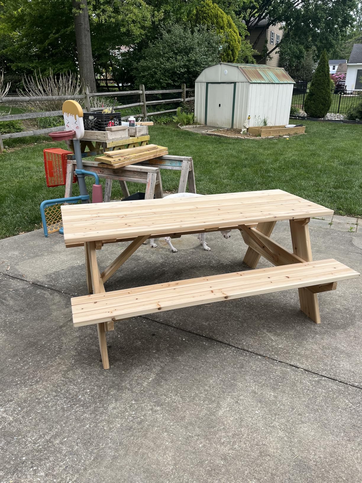 Jack and June Premium Cedar Wood Rectangular Picnic Table Easy Assembly Rounded Corners Comfortable for Kids and Adults customer photo 2
