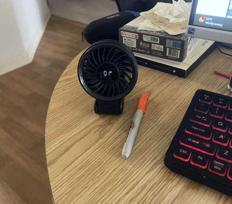 JISULIFE Handheld Fan Life7 - Ultimate Flexibility: Wide & Strong Airflow, 19.5H Max Cooling, 5000mAh Rechargeable, 5-Speed, LED Display, 3 IN 1 Portable Fan for Travel, Concerts, Sports Events(Black) customer photo 1