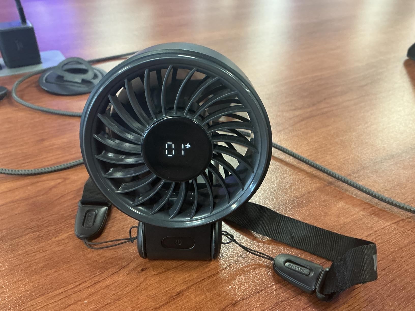 JISULIFE Handheld Fan Life7 - Ultimate Flexibility: Wide & Strong Airflow, 19.5H Max Cooling, 5000mAh Rechargeable, 5-Speed, LED Display, 3 IN 1 Portable Fan for Travel, Concerts, Sports Events(Black) customer photo 2