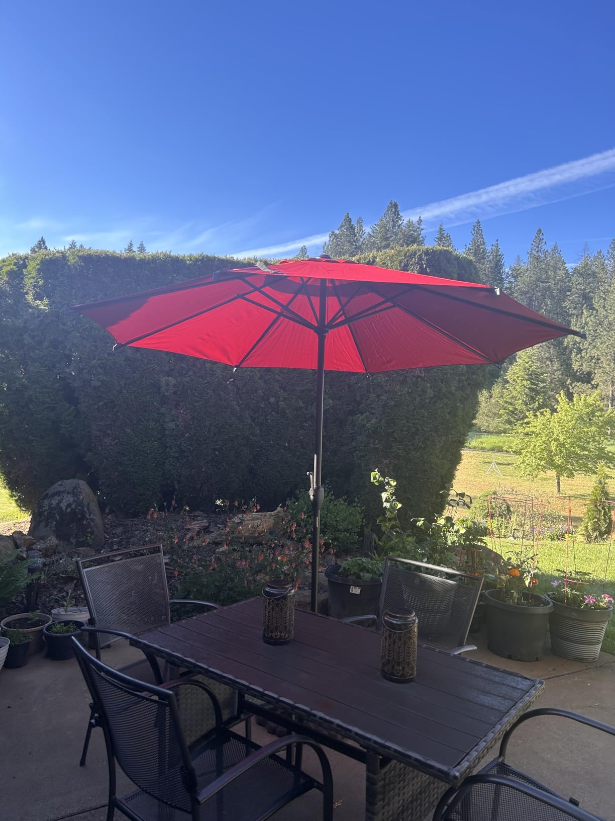 Abba Patio 9FT Lyon Outdoor Patio Umbrella Outdoor Table Umbrella with Push Button Tilt and Crank Market Umbrella 8 Sturdy Ribs UV Protection Waterproof for Garden Deck Backyard Pool, Black & Ivory customer photo 2